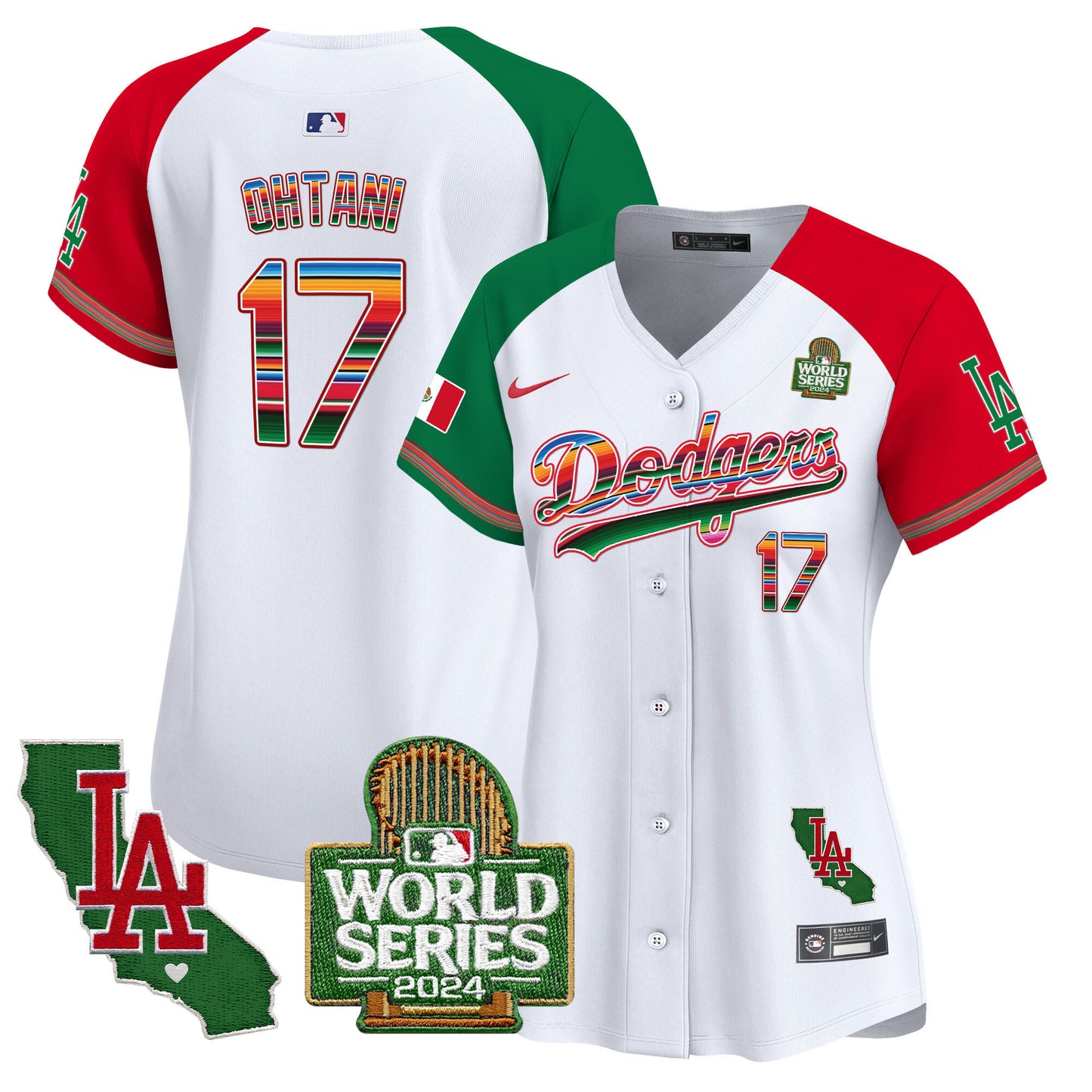 Women's Dodgers Mexico 2024 World Series Vapor Premier Limited Jersey V2 - All Stitched