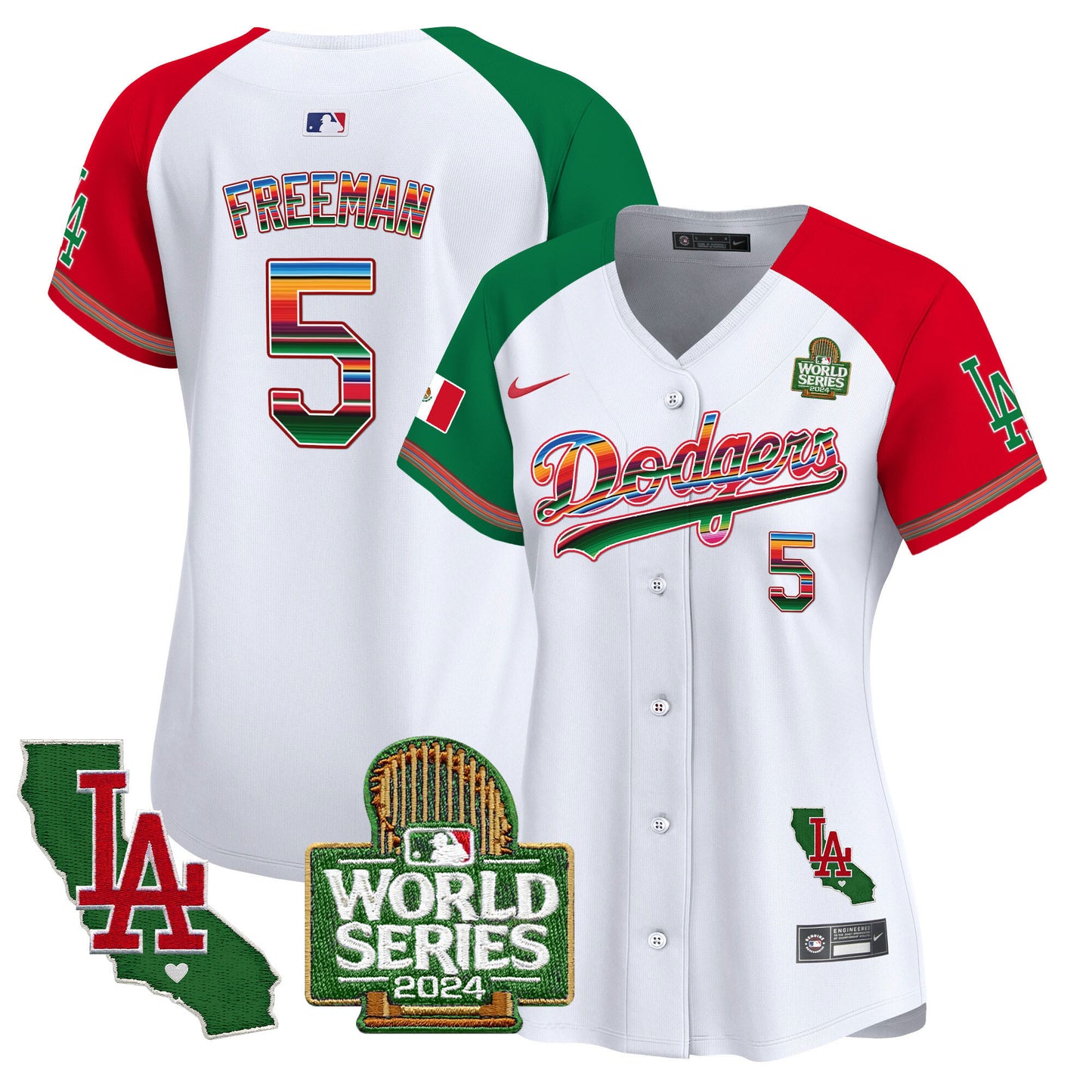 Women's Dodgers Mexico 2024 World Series Vapor Premier Limited Jersey V2 - All Stitched