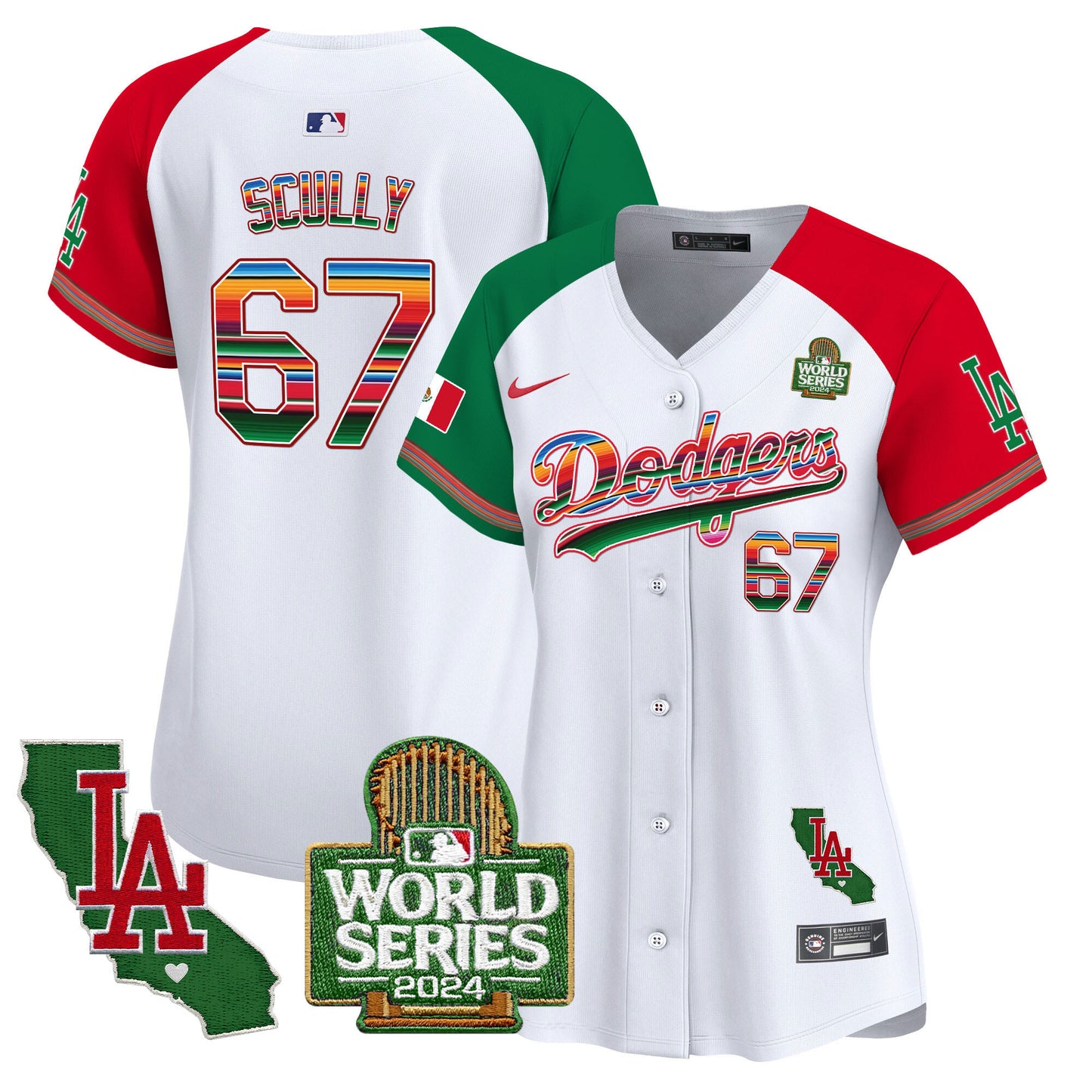 Women's Dodgers Mexico 2024 World Series Vapor Premier Limited Jersey V2 - All Stitched