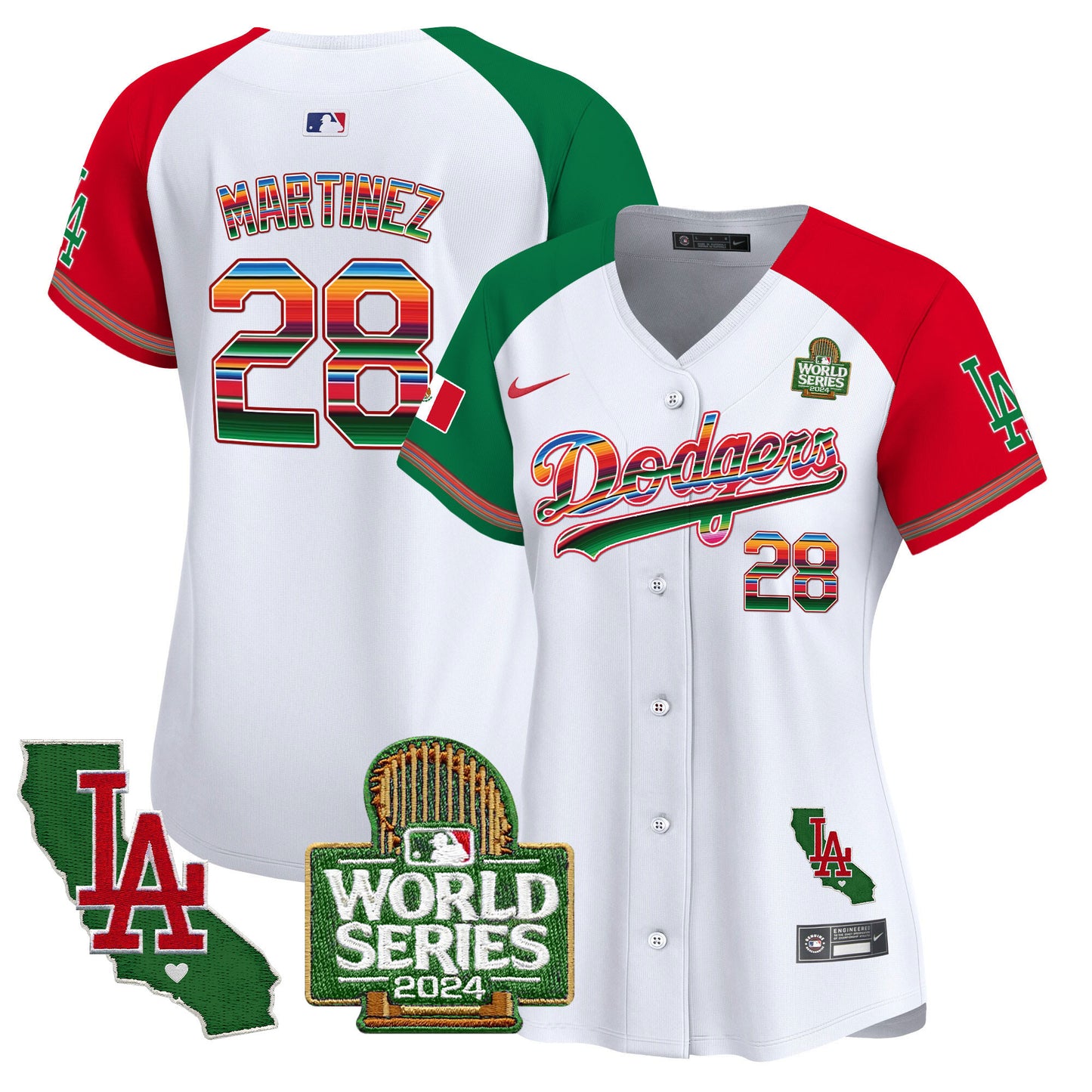 Women's Dodgers Mexico 2024 World Series Vapor Premier Limited Jersey V2 - All Stitched