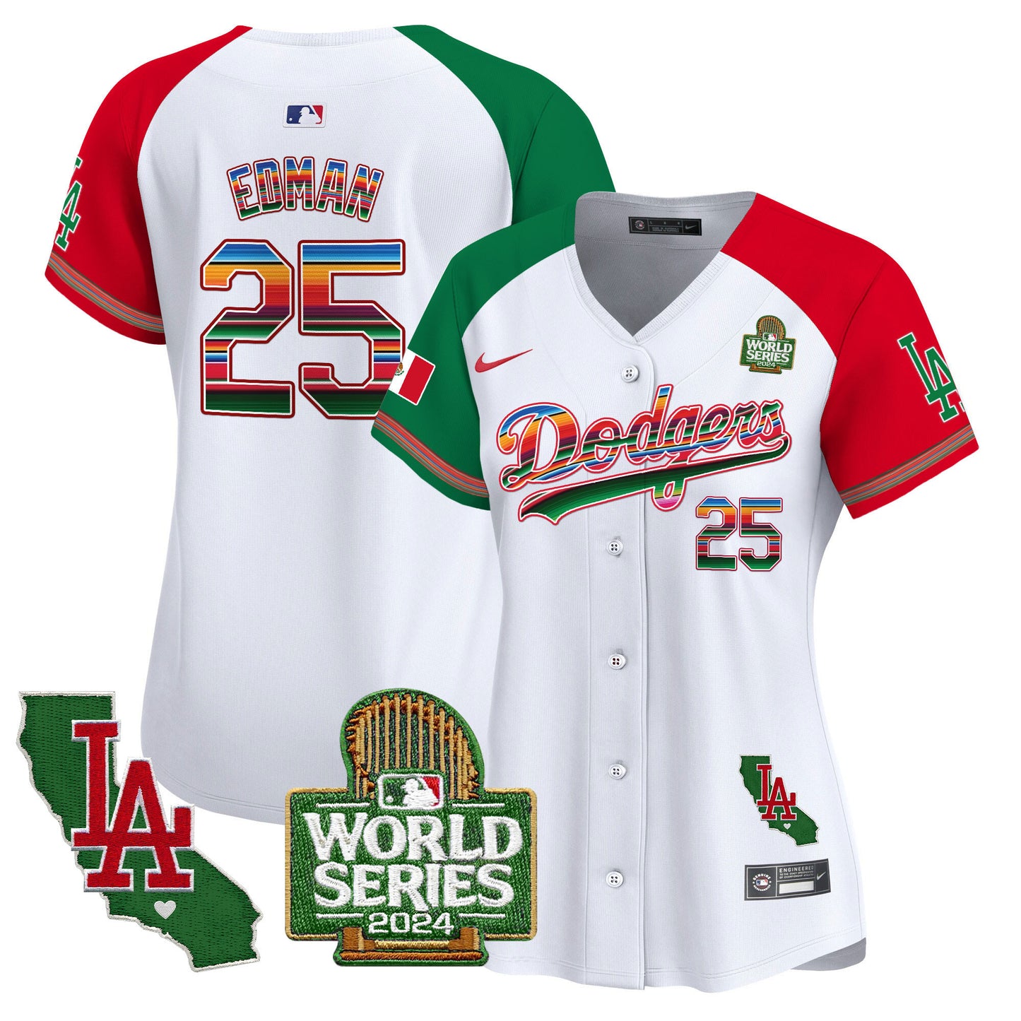 Women's Dodgers Mexico 2024 World Series Vapor Premier Limited Jersey V2 - All Stitched