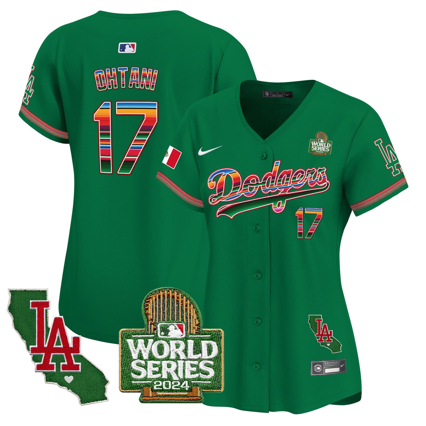 Women's Dodgers Mexico 2024 World Series Vapor Premier Limited Jersey V2 - All Stitched
