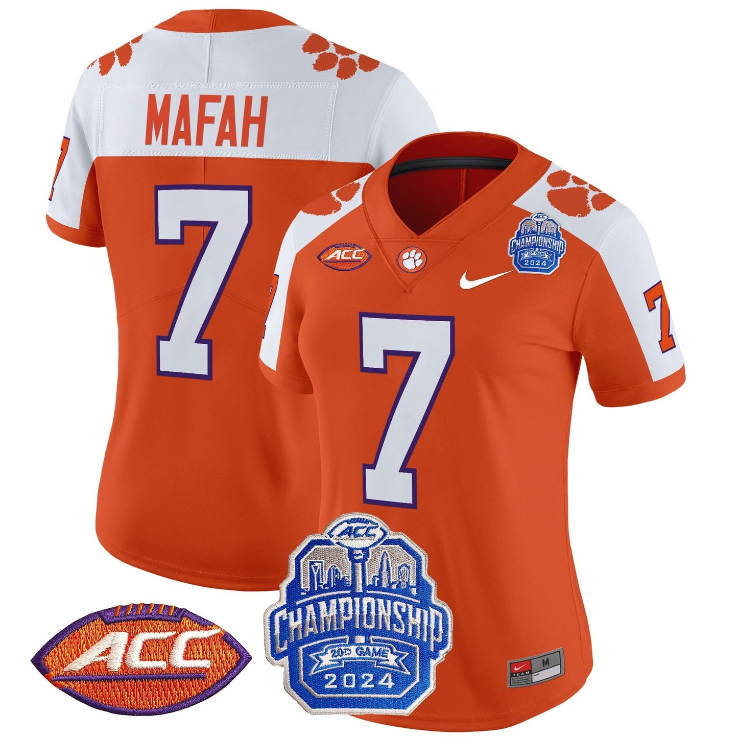 Women's Clemson Tigers 2024 ACC Championship Patch Vapor Limited Jersey - All Stitched