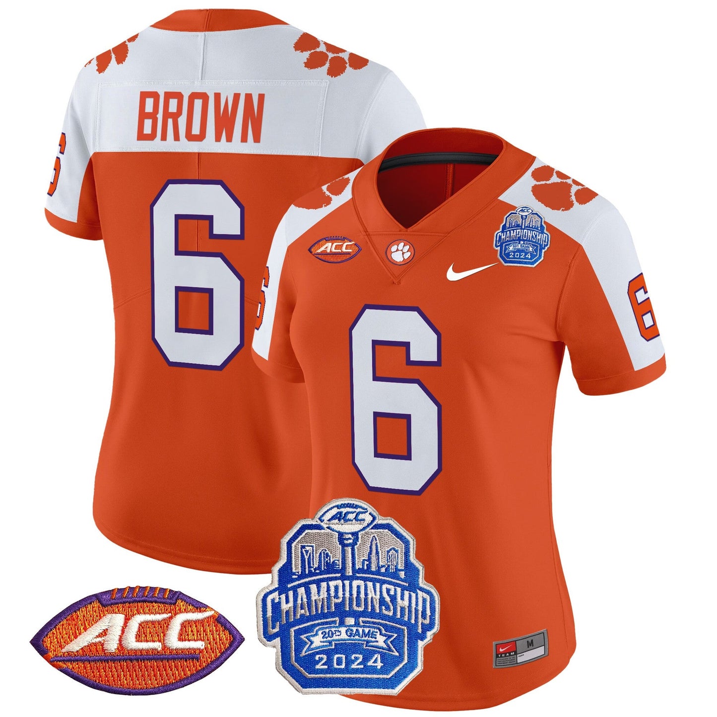 Women's Clemson Tigers 2024 ACC Championship Patch Vapor Limited Jersey - All Stitched