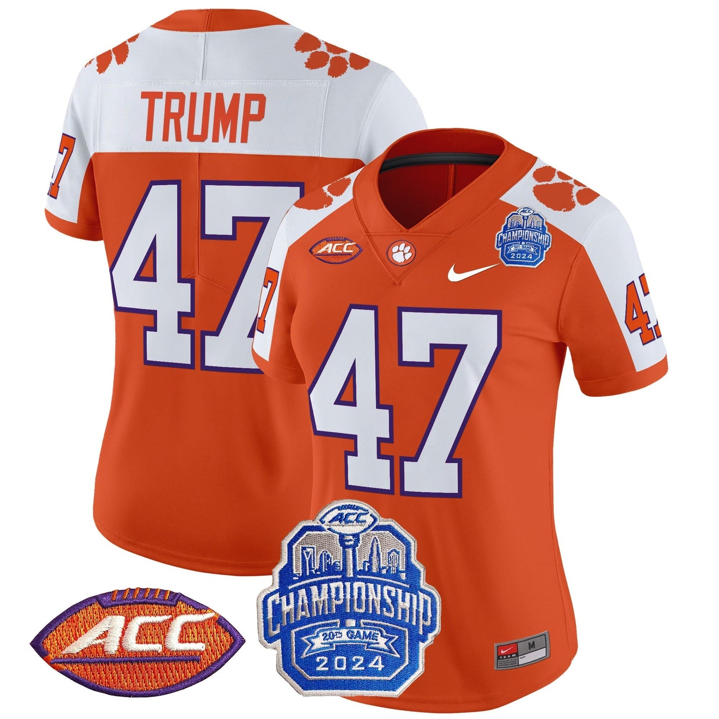 Women's Clemson Tigers 2024 ACC Championship Patch Vapor Limited Jersey - All Stitched