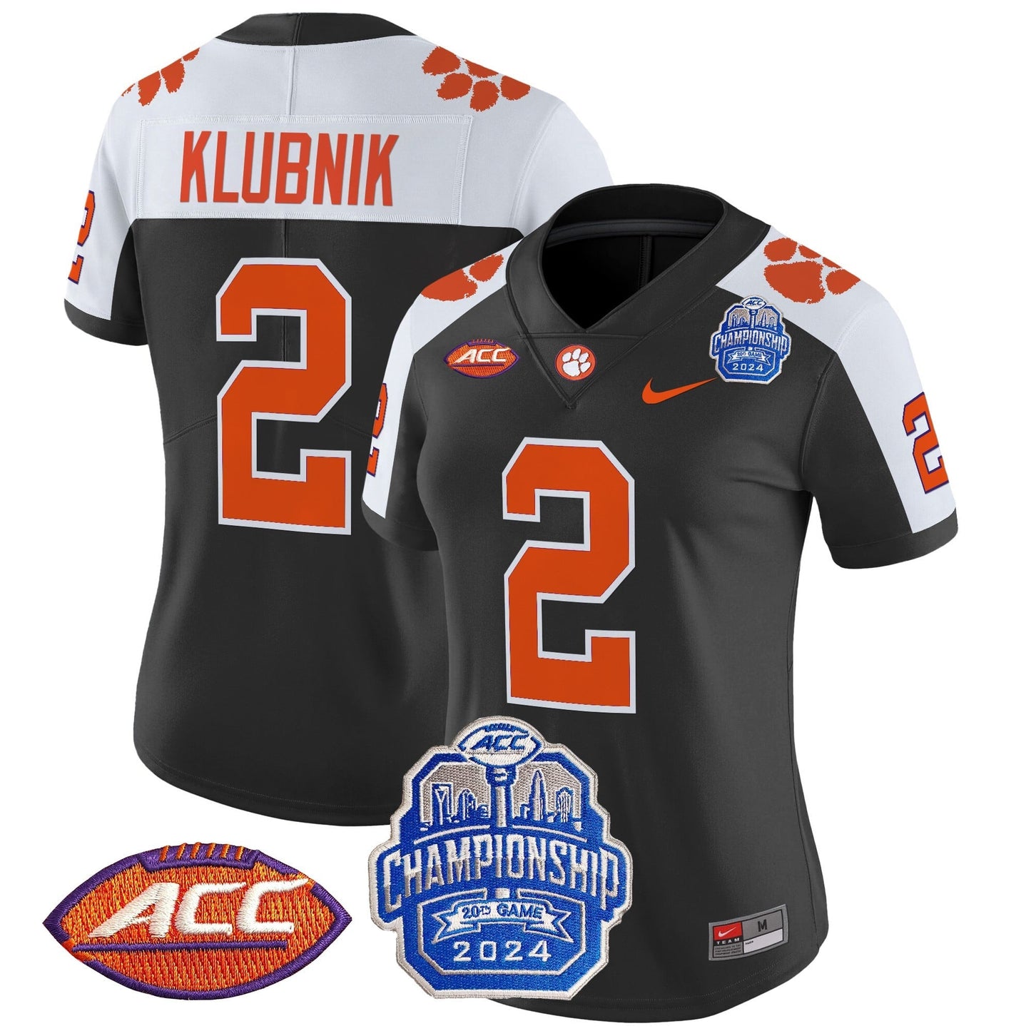 Women's Clemson Tigers 2024 ACC Championship Patch Vapor Limited Jersey - All Stitched