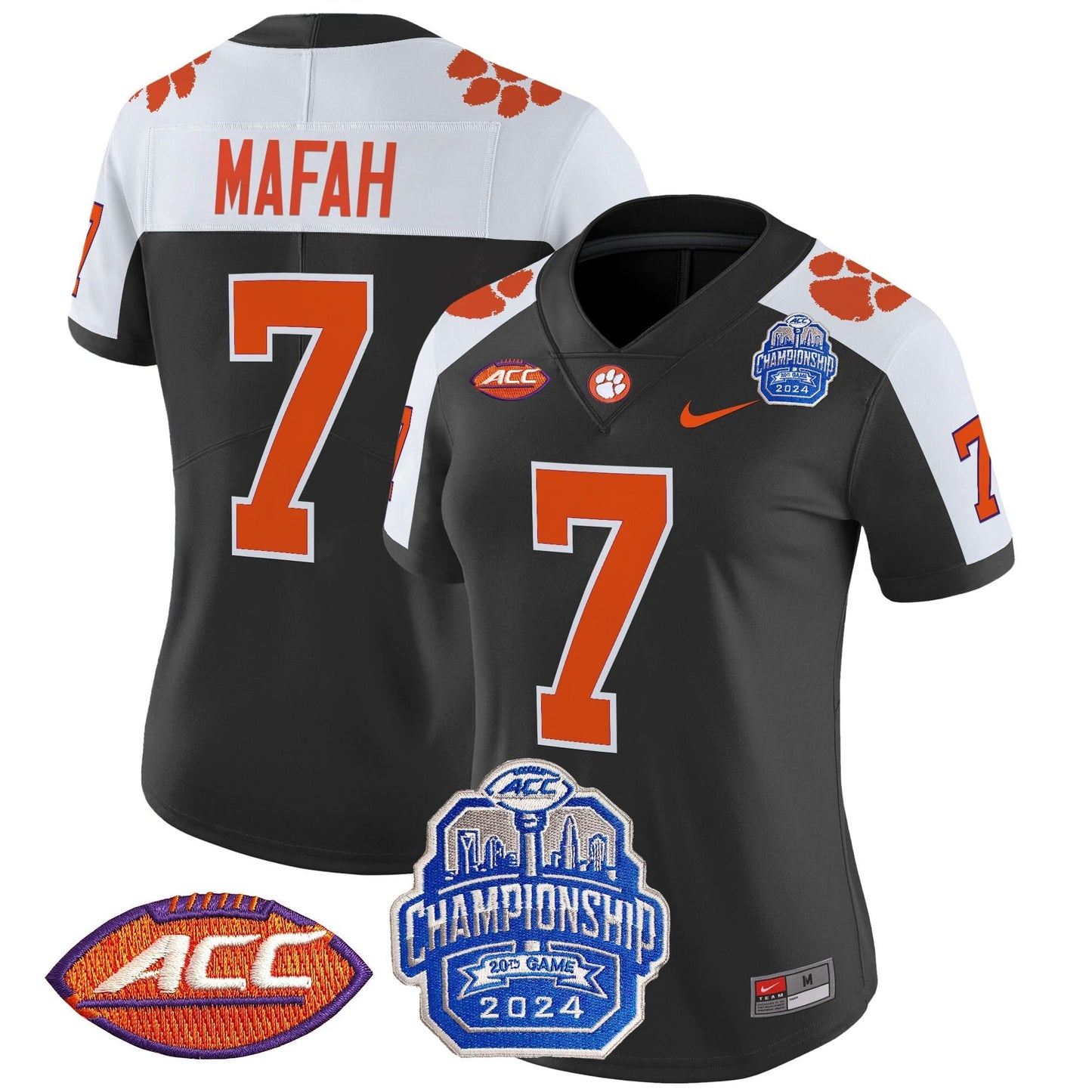 Women's Clemson Tigers 2024 ACC Championship Patch Vapor Limited Jersey - All Stitched