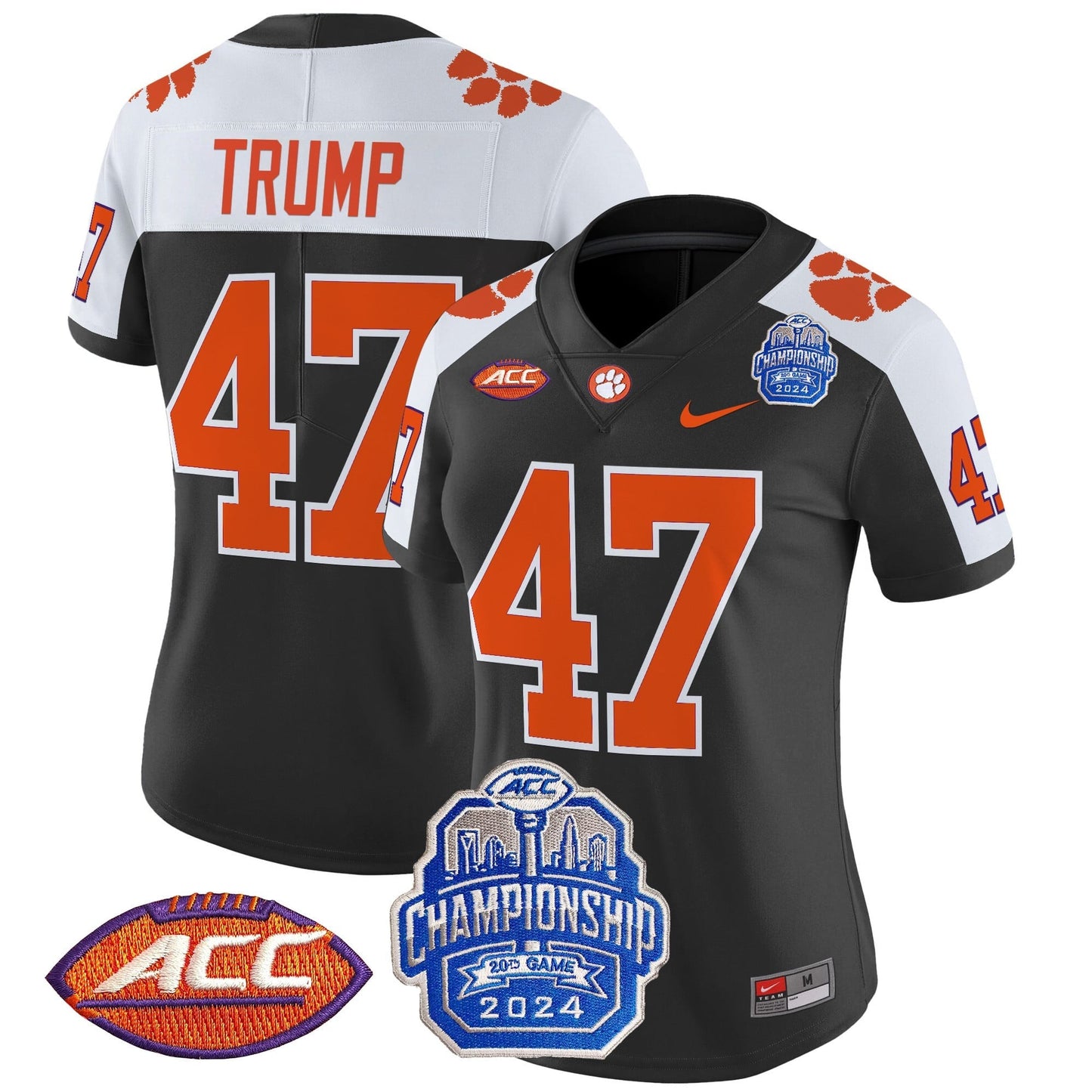 Women's Clemson Tigers 2024 ACC Championship Patch Vapor Limited Jersey - All Stitched