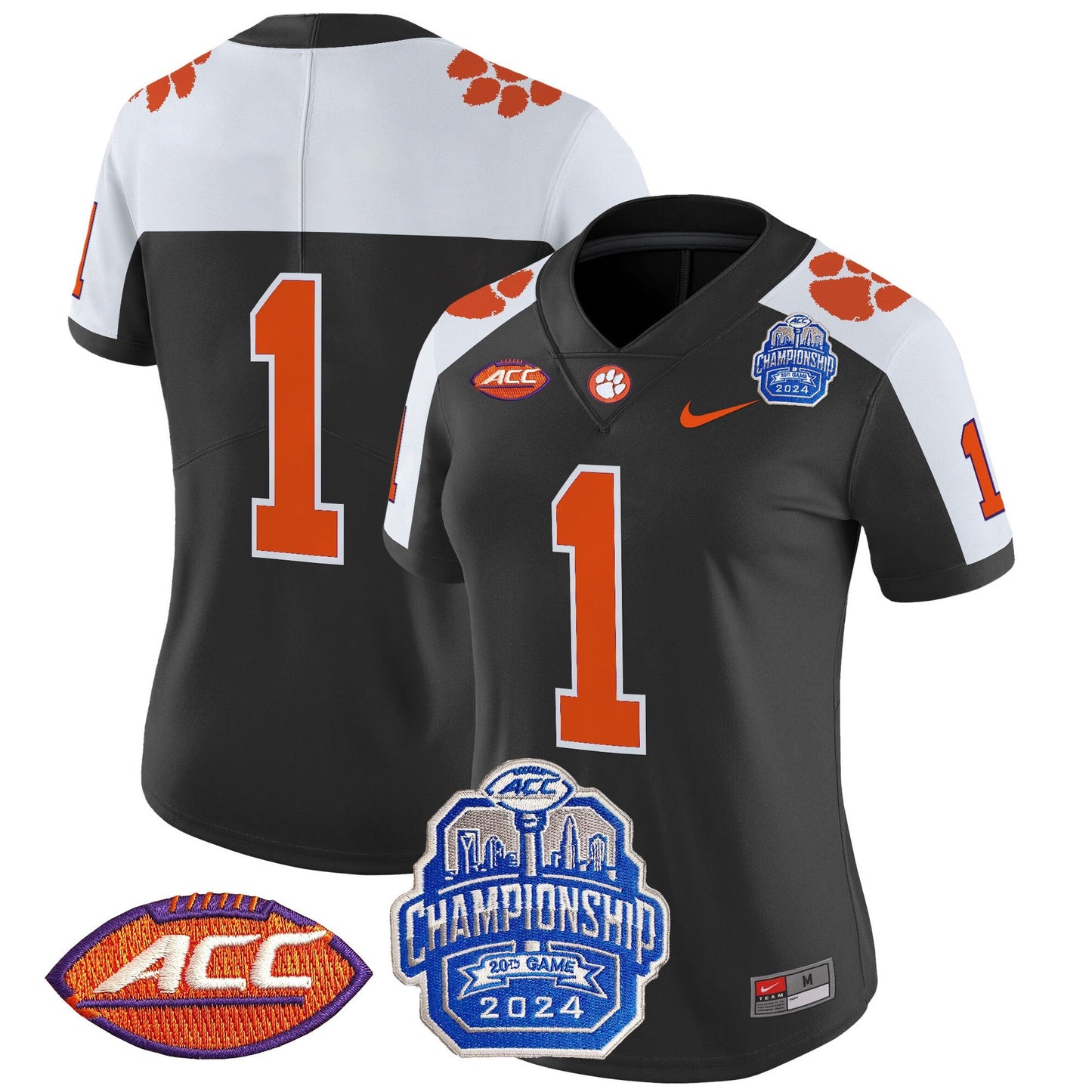 Women's Clemson Tigers 2024 ACC Championship Patch Vapor Limited Jersey - All Stitched
