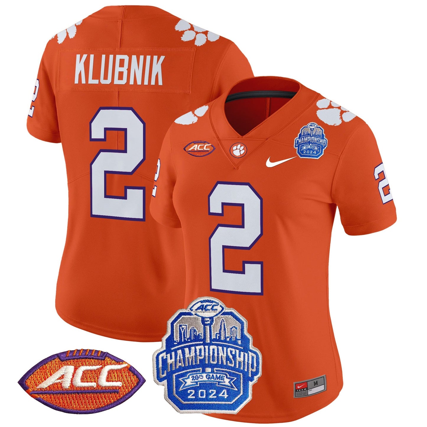 Women's Clemson Tigers 2024 ACC Championship Patch Vapor Limited Jersey - All Stitched
