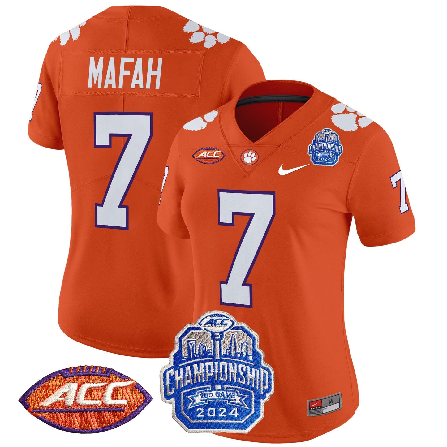 Women's Clemson Tigers 2024 ACC Championship Patch Vapor Limited Jersey - All Stitched