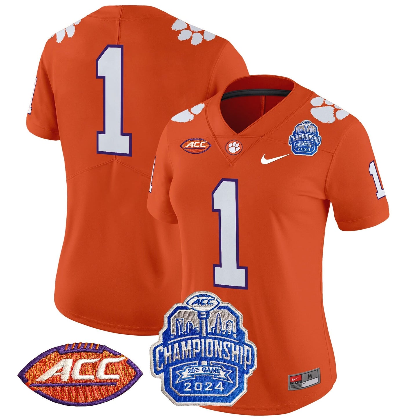 Women's Clemson Tigers 2024 ACC Championship Patch Vapor Limited Jersey - All Stitched