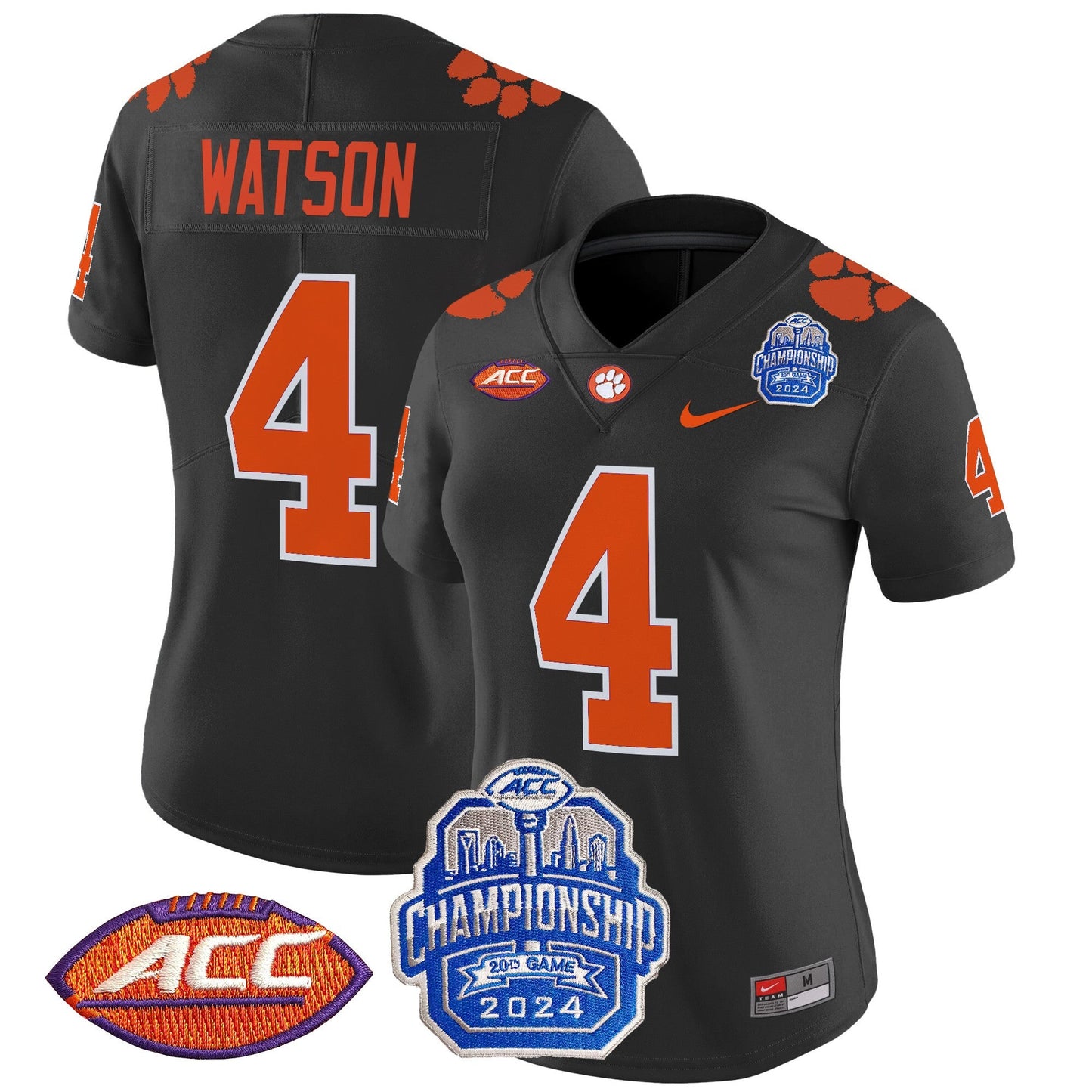 Women's Clemson Tigers 2024 ACC Championship Patch Vapor Limited Jersey - All Stitched