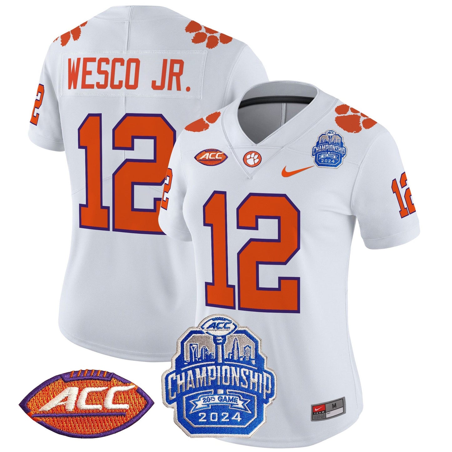 Women's Clemson Tigers 2024 ACC Championship Patch Vapor Limited Jersey - All Stitched