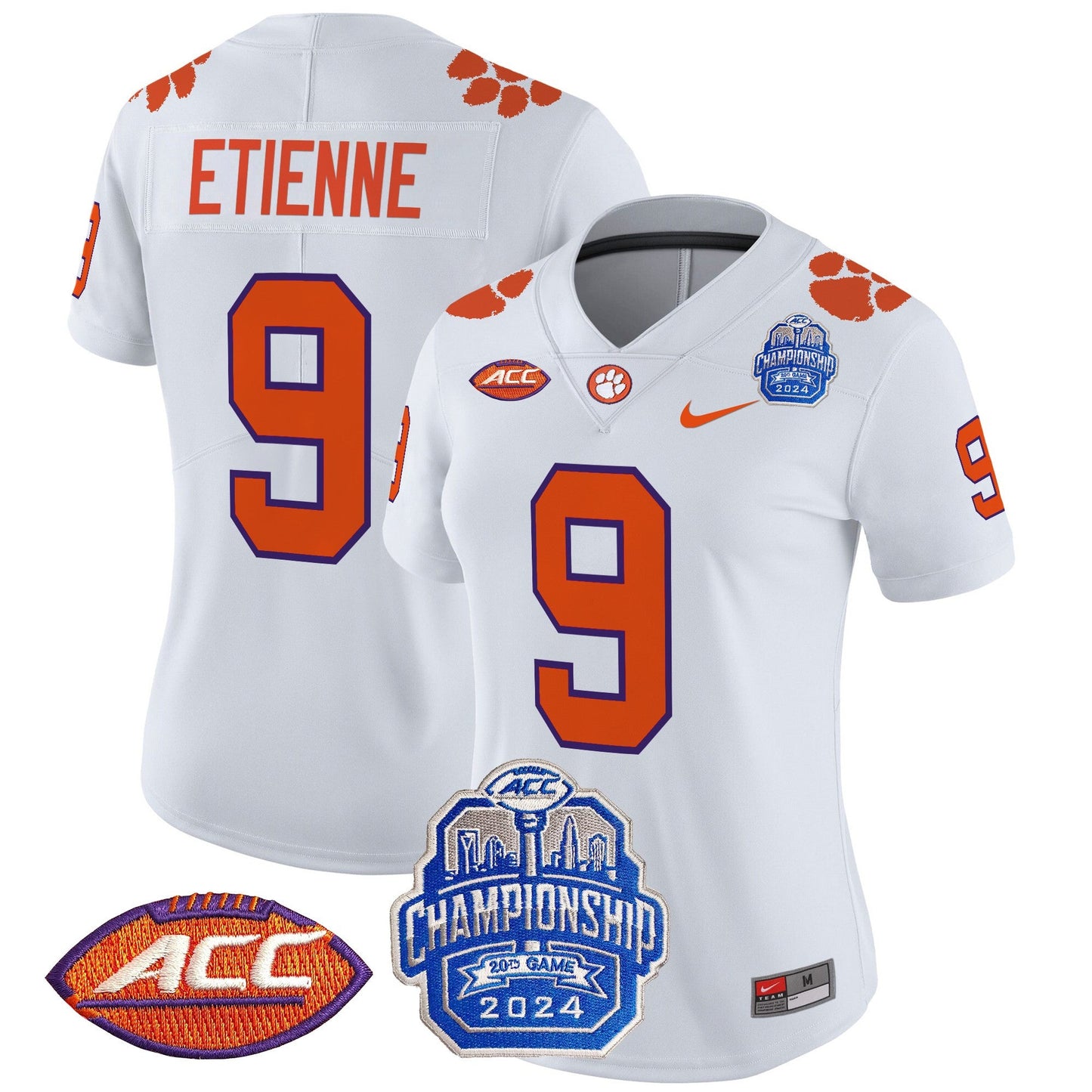 Women's Clemson Tigers 2024 ACC Championship Patch Vapor Limited Jersey - All Stitched