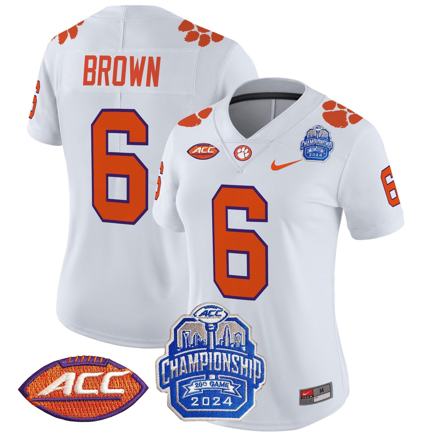Women's Clemson Tigers 2024 ACC Championship Patch Vapor Limited Jersey - All Stitched