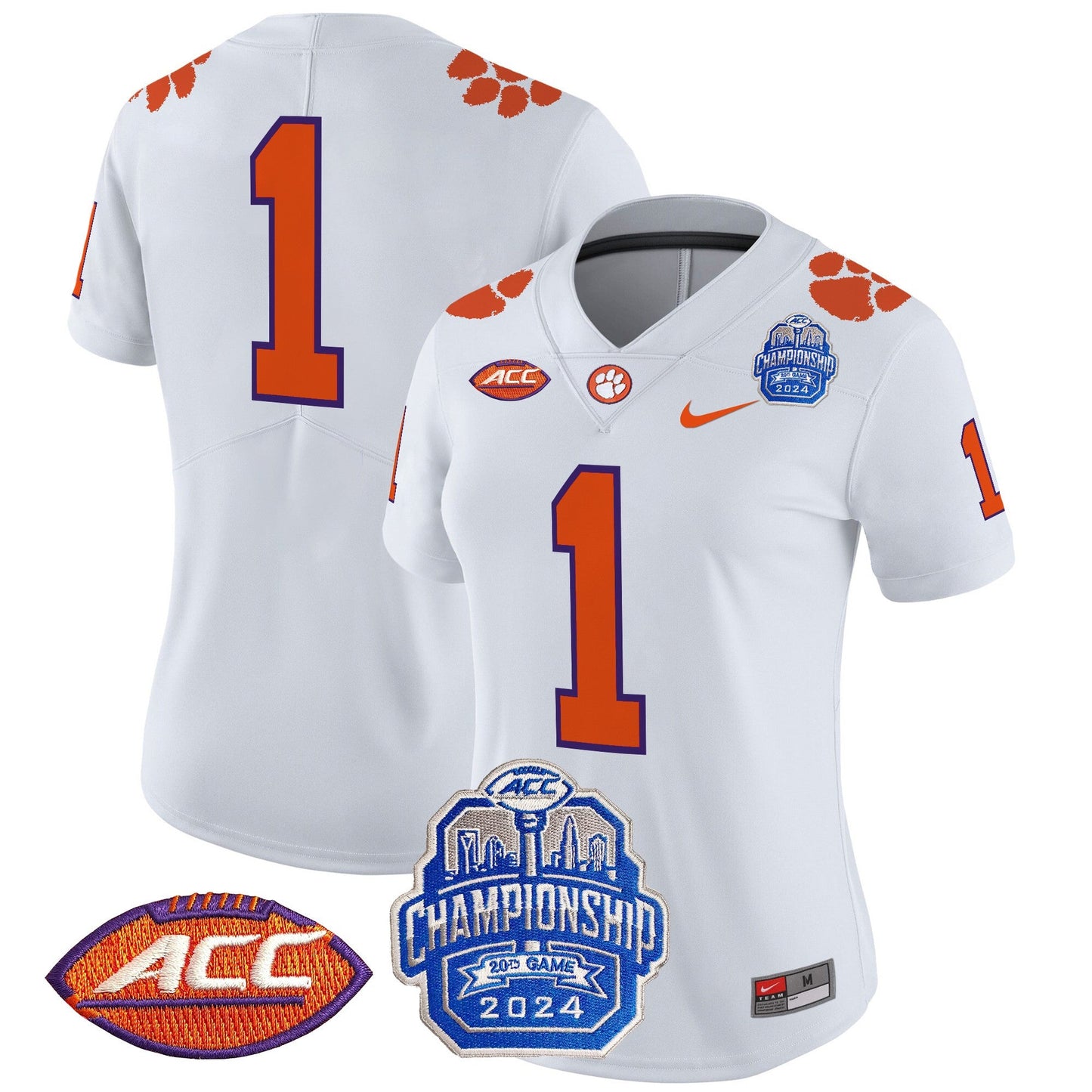 Women's Clemson Tigers 2024 ACC Championship Patch Vapor Limited Jersey - All Stitched