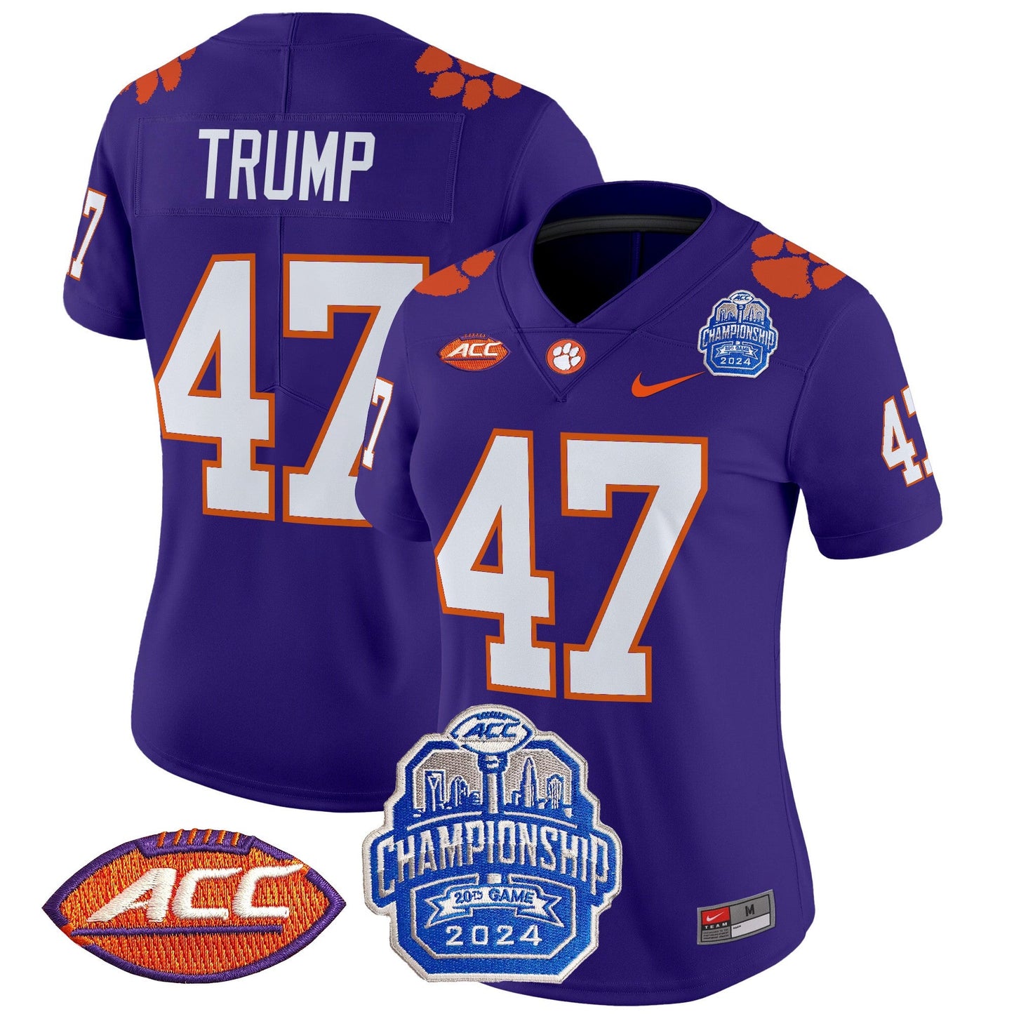 Women's Clemson Tigers 2024 ACC Championship Patch Vapor Limited Jersey - All Stitched