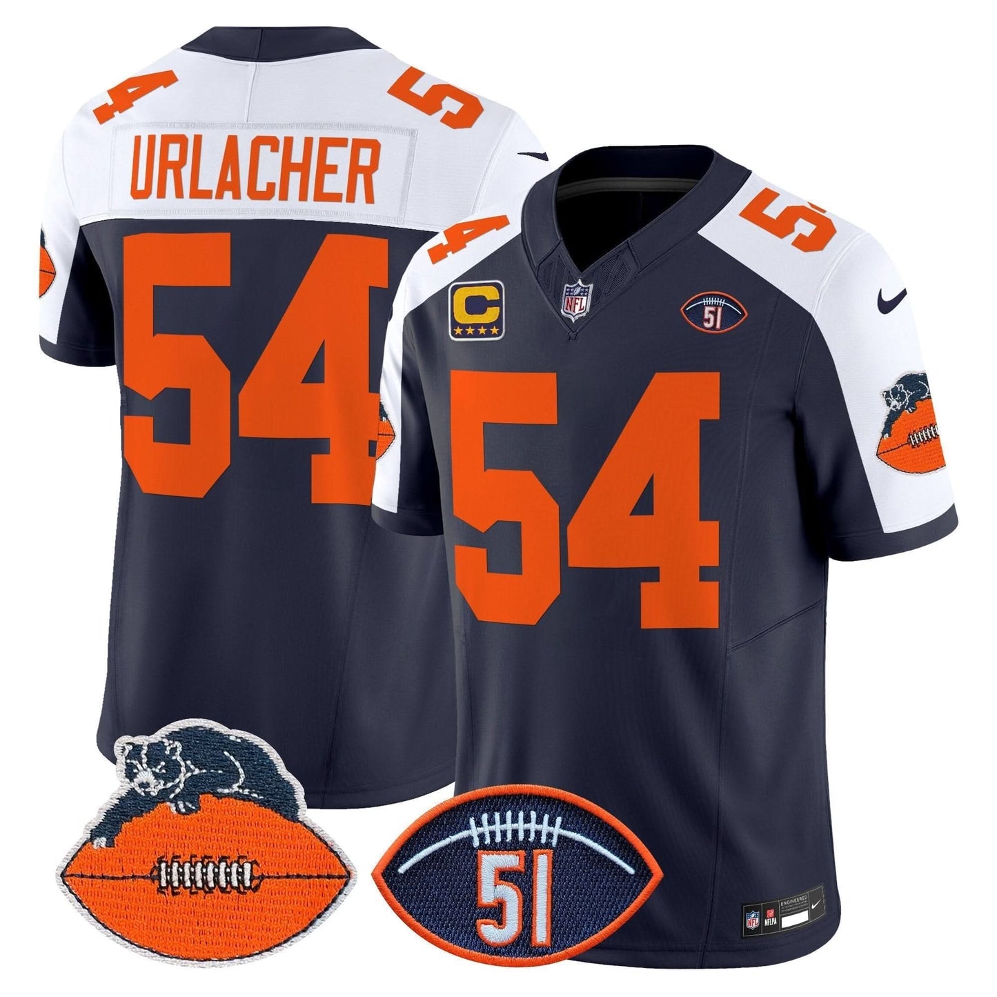 Chicago Bears Dick Butkus Patch Throwback Vapor Limited Jersey - All Stitched