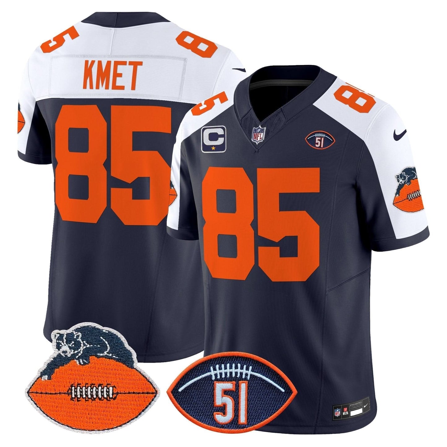 Chicago Bears Dick Butkus Patch Throwback Vapor Limited Jersey - All Stitched