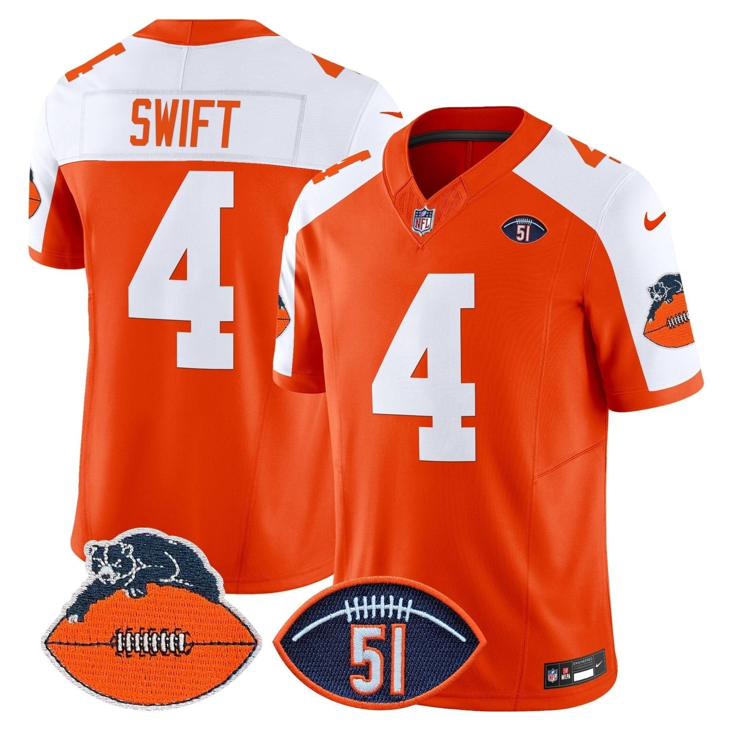 Chicago Bears Dick Butkus Patch Throwback Vapor Limited Jersey - All Stitched