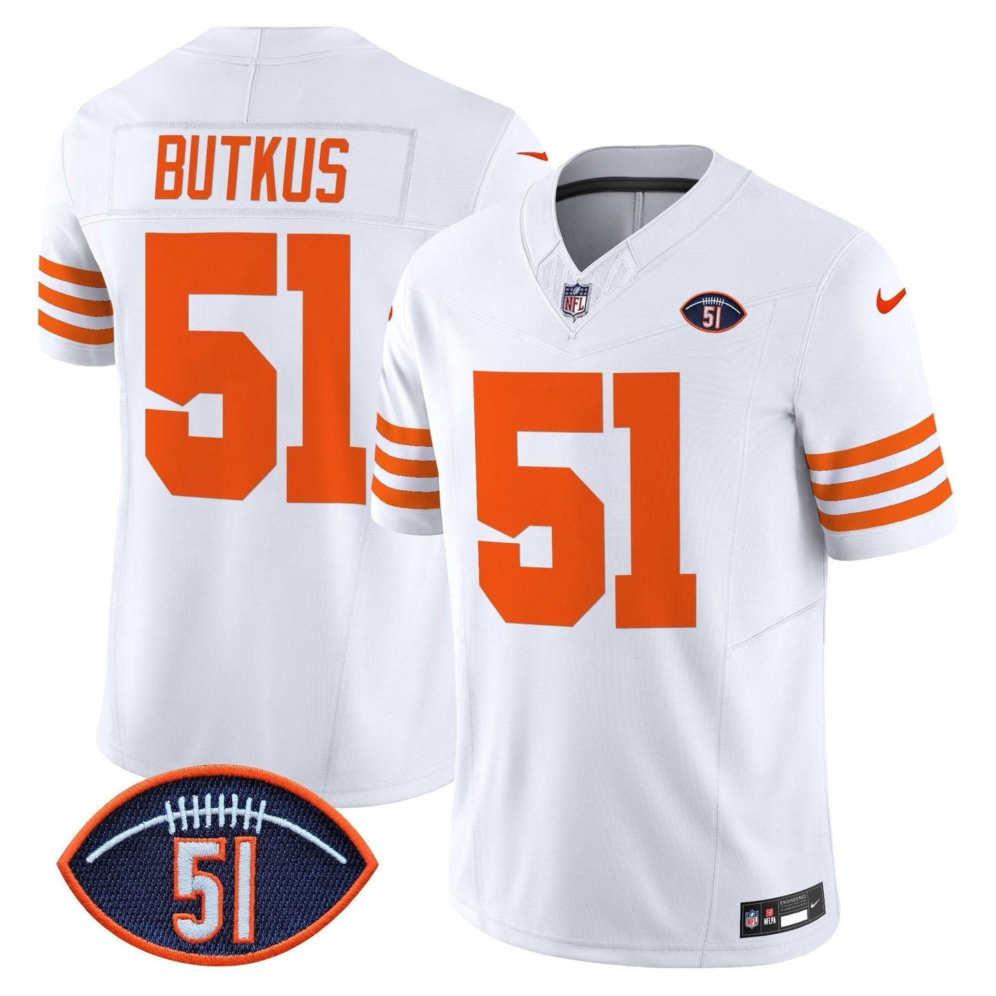 Chicago Bears Dick Butkus Patch Throwback Vapor Limited Jersey - All Stitched