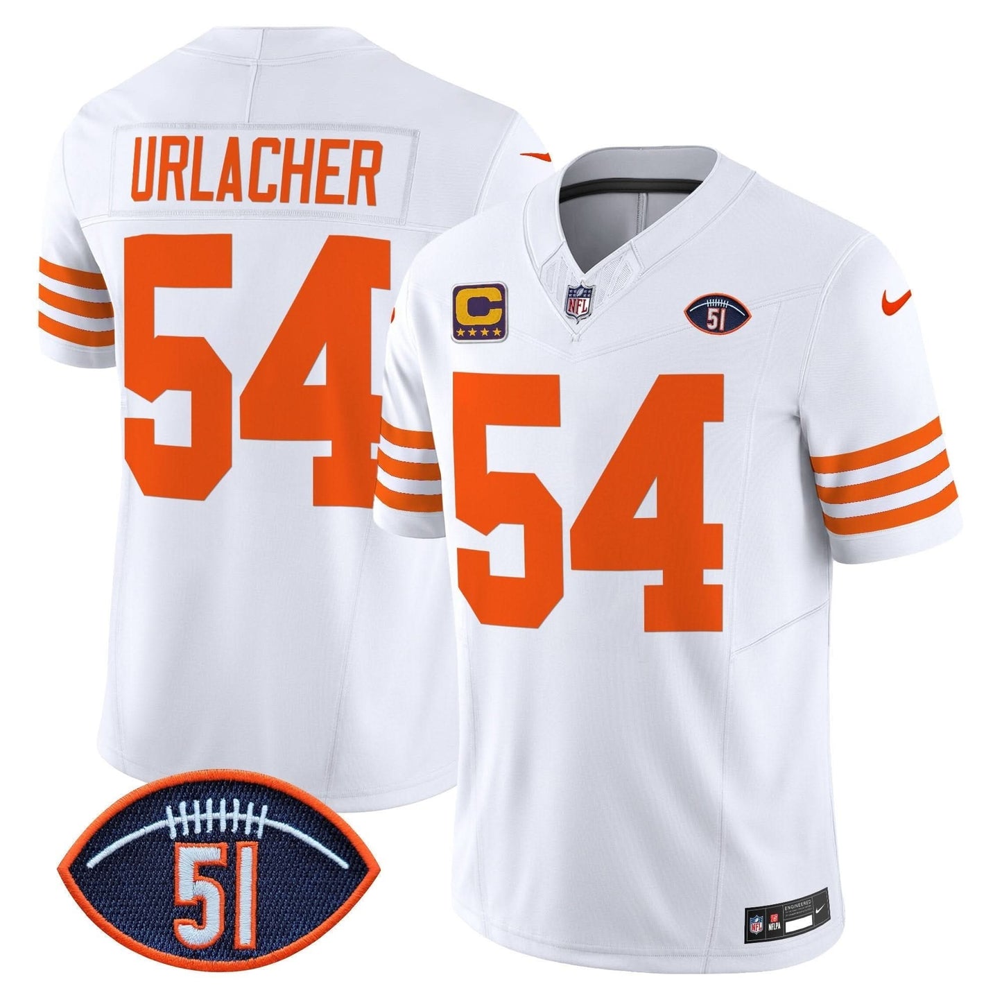 Chicago Bears Dick Butkus Patch Throwback Vapor Limited Jersey - All Stitched