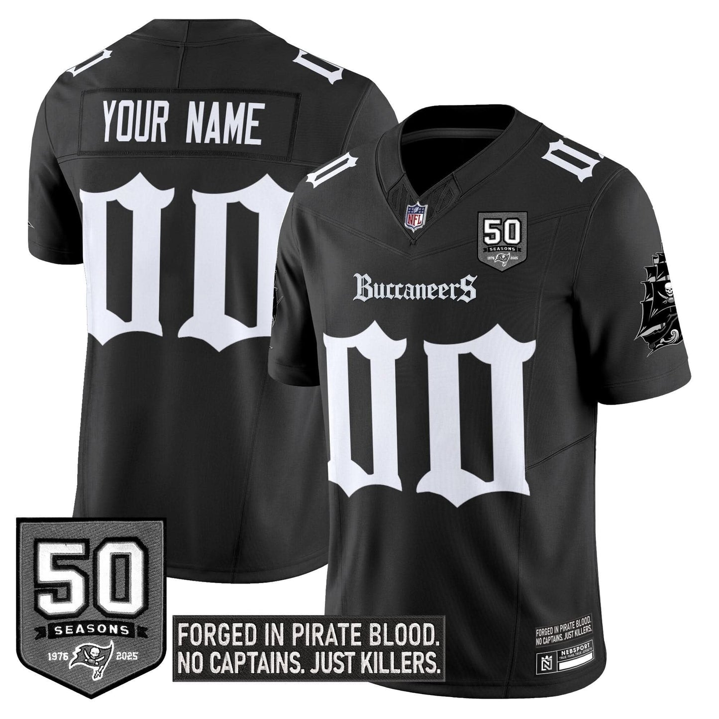 Tampa Bay Buccaneers 'Gothic Pirate Shadows Edition' Limited Custom Jersey - All Stitched