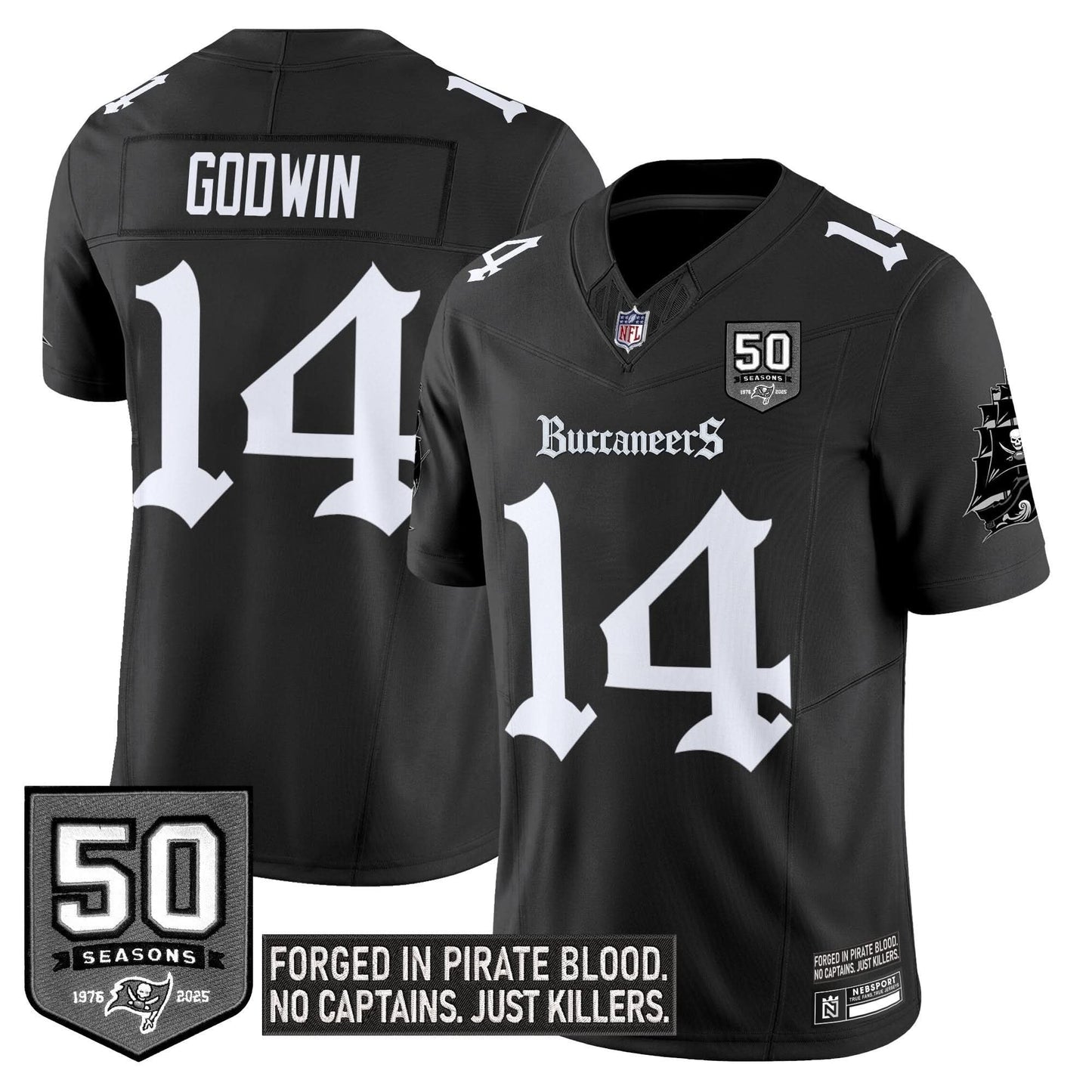 Tampa Bay Buccaneers 'Gothic Pirate Shadows Edition' Limited Jersey - All Stitched
