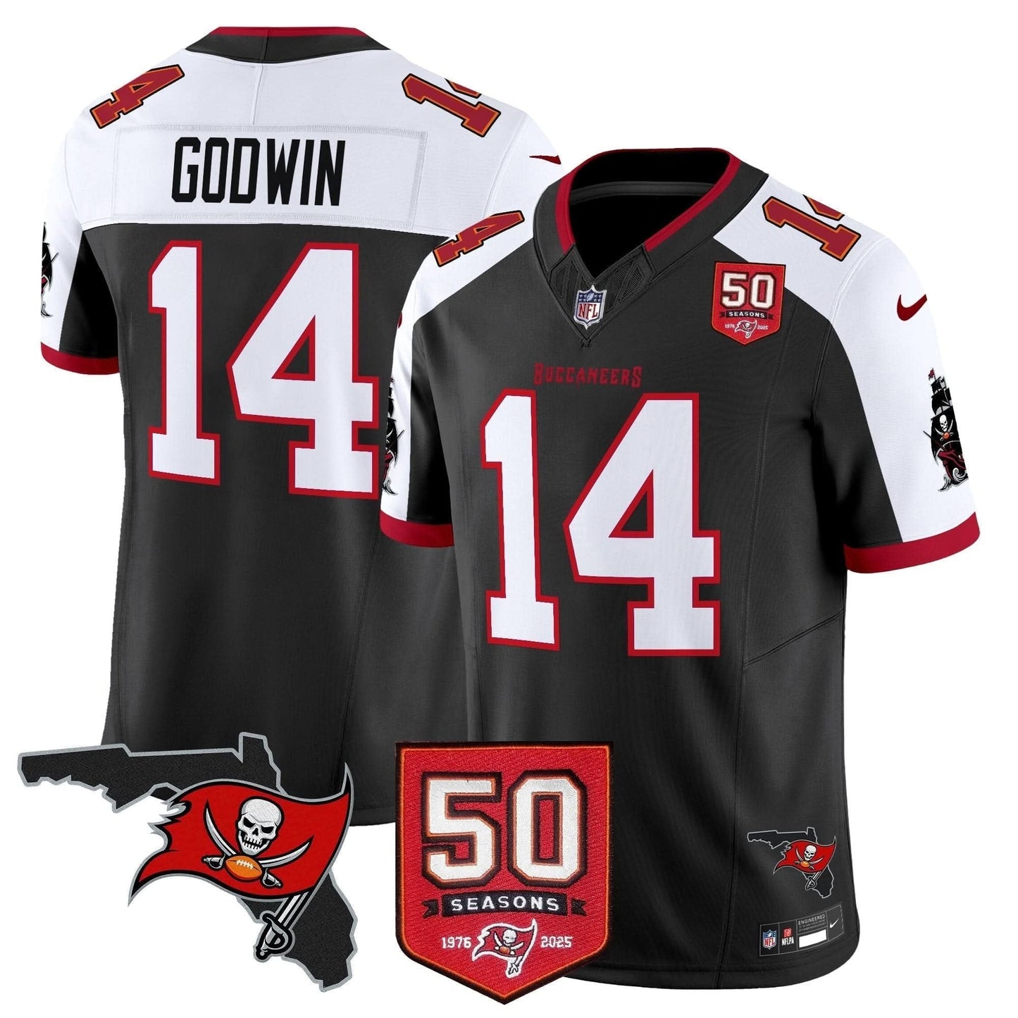 Tampa Bay Buccaneers 50th Season Patch Vapor Limited Jersey - All Stitched