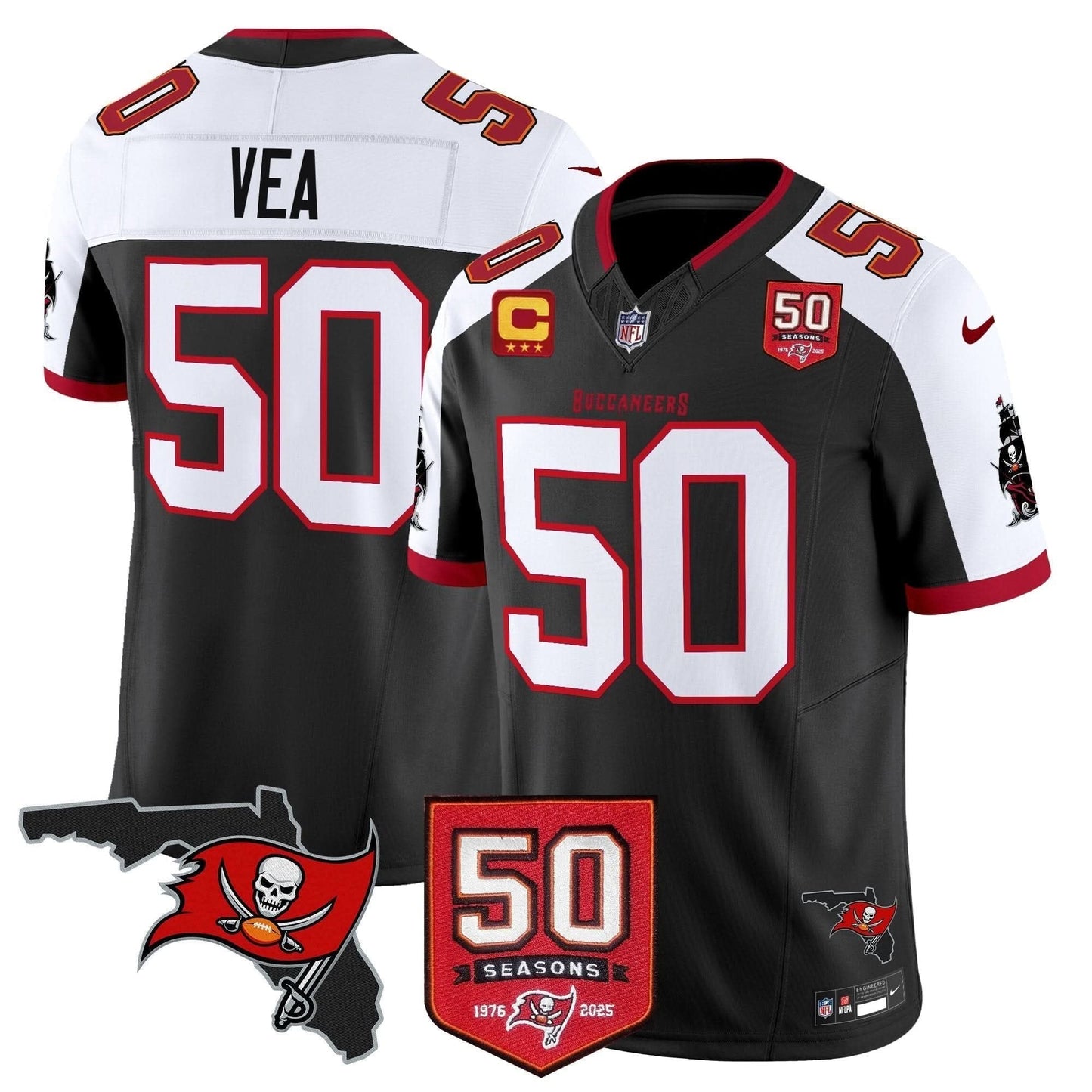 Tampa Bay Buccaneers 50th Season Patch Vapor Limited Jersey - All Stitched
