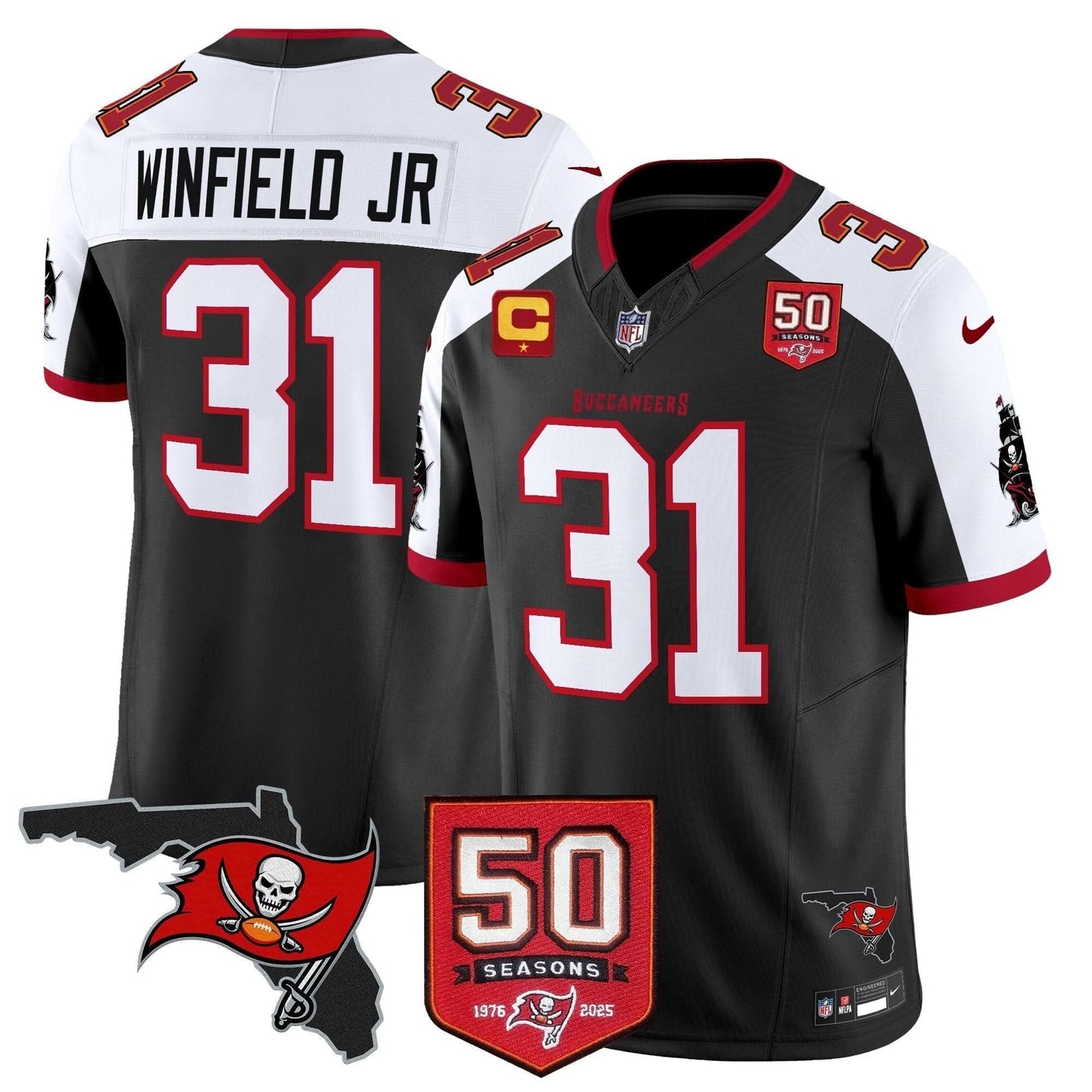 Tampa Bay Buccaneers 50th Season Patch Vapor Limited Jersey - All Stitched
