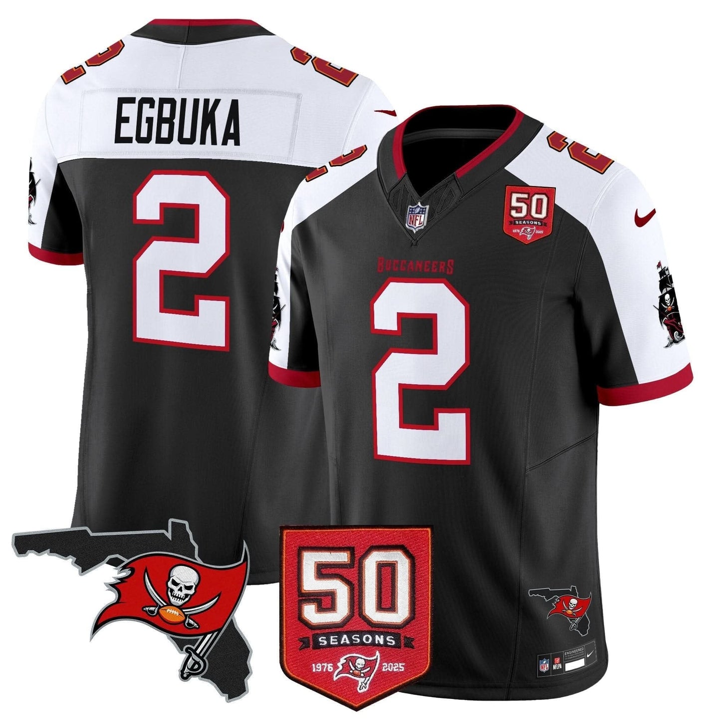 Tampa Bay Buccaneers 50th Season Patch Vapor Limited Jersey - All Stitched