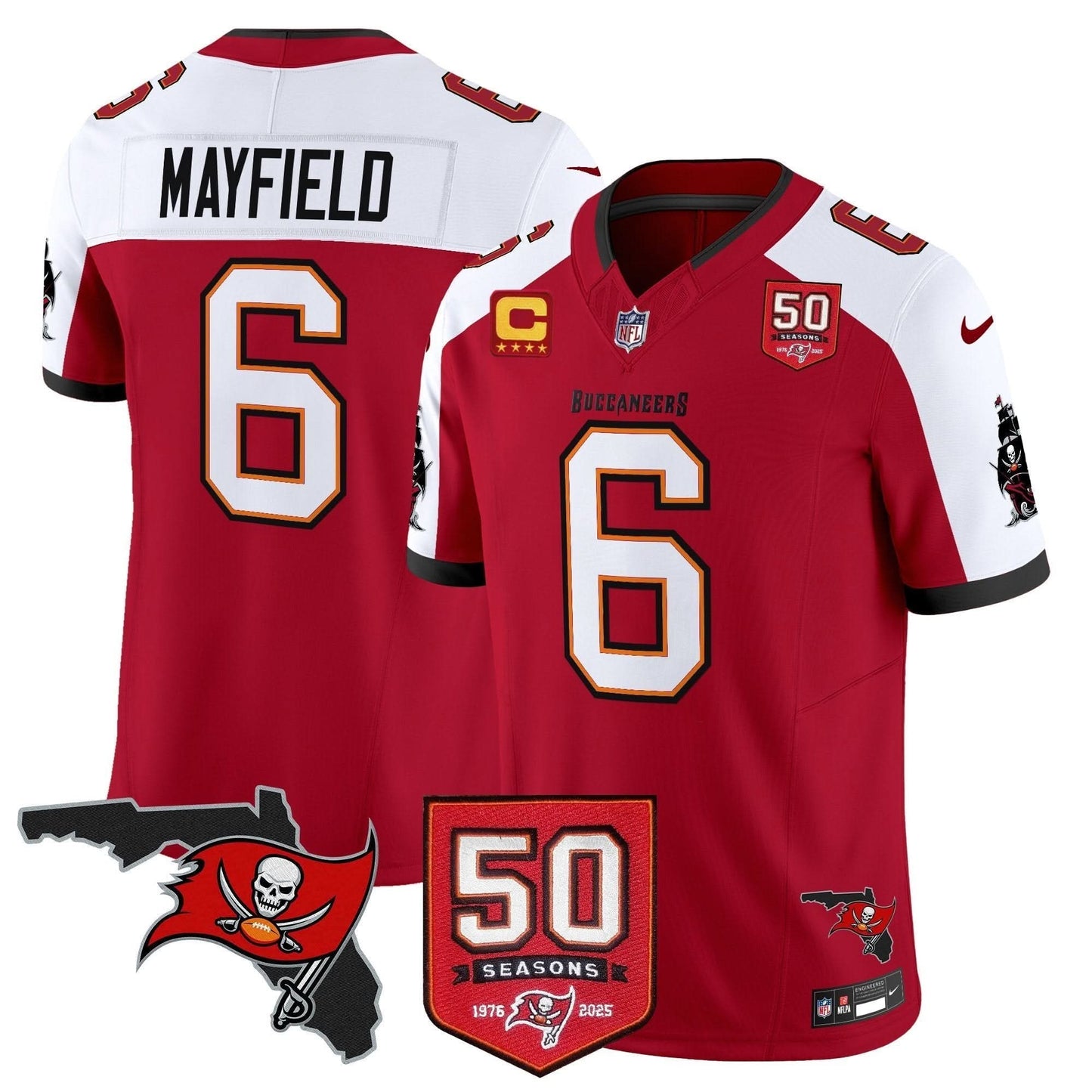 Tampa Bay Buccaneers 50th Season Patch Vapor Limited Jersey - All Stitched