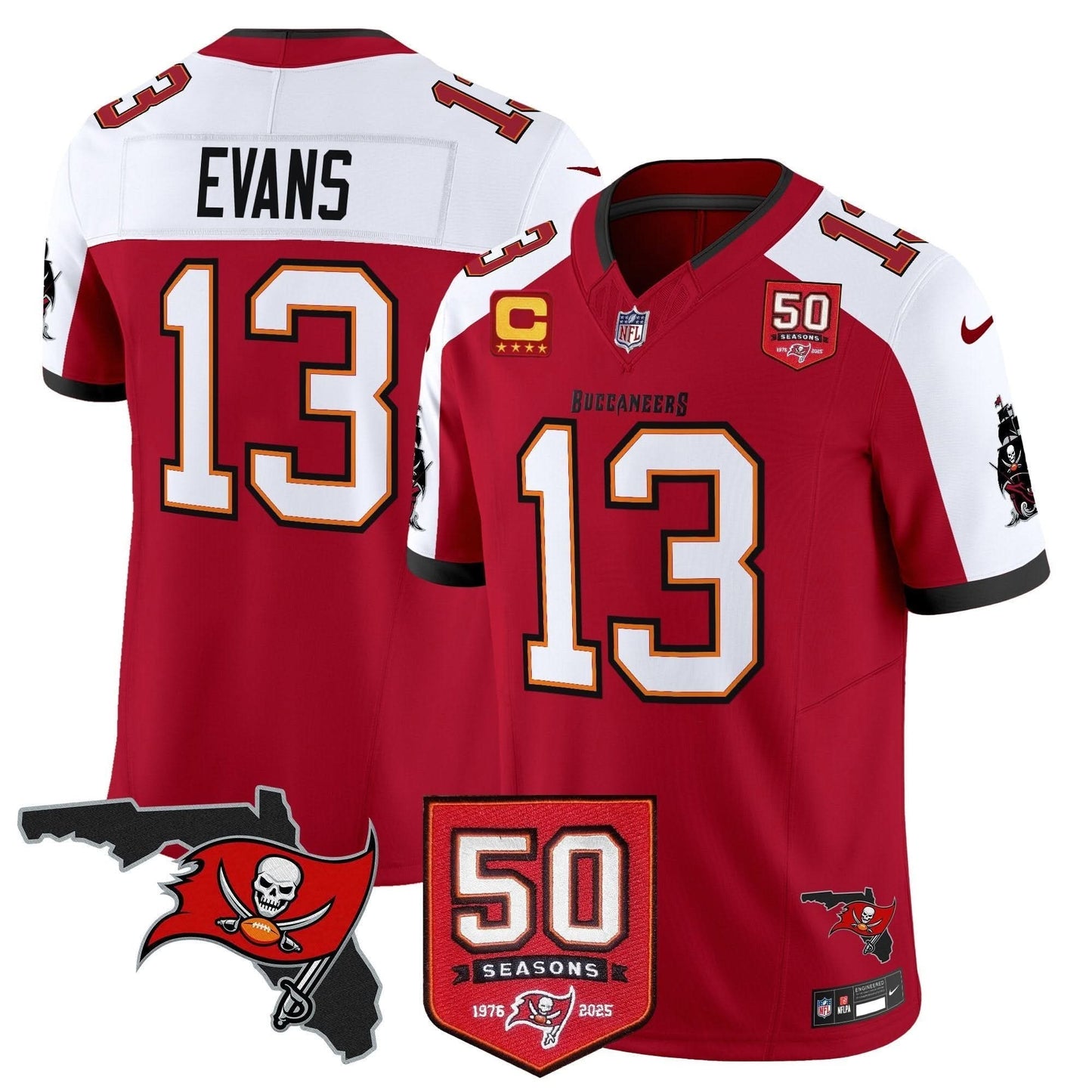 Tampa Bay Buccaneers 50th Season Patch Vapor Limited Jersey - All Stitched