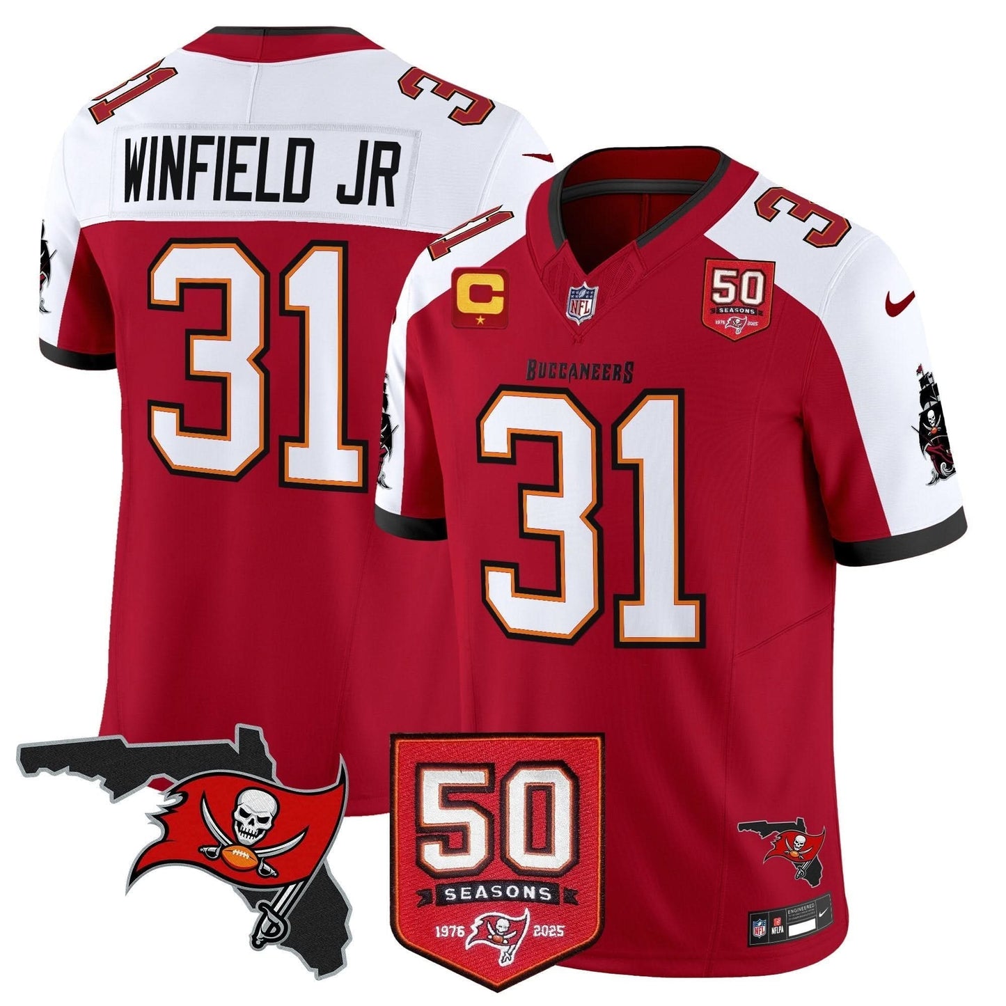 Tampa Bay Buccaneers 50th Season Patch Vapor Limited Jersey - All Stitched