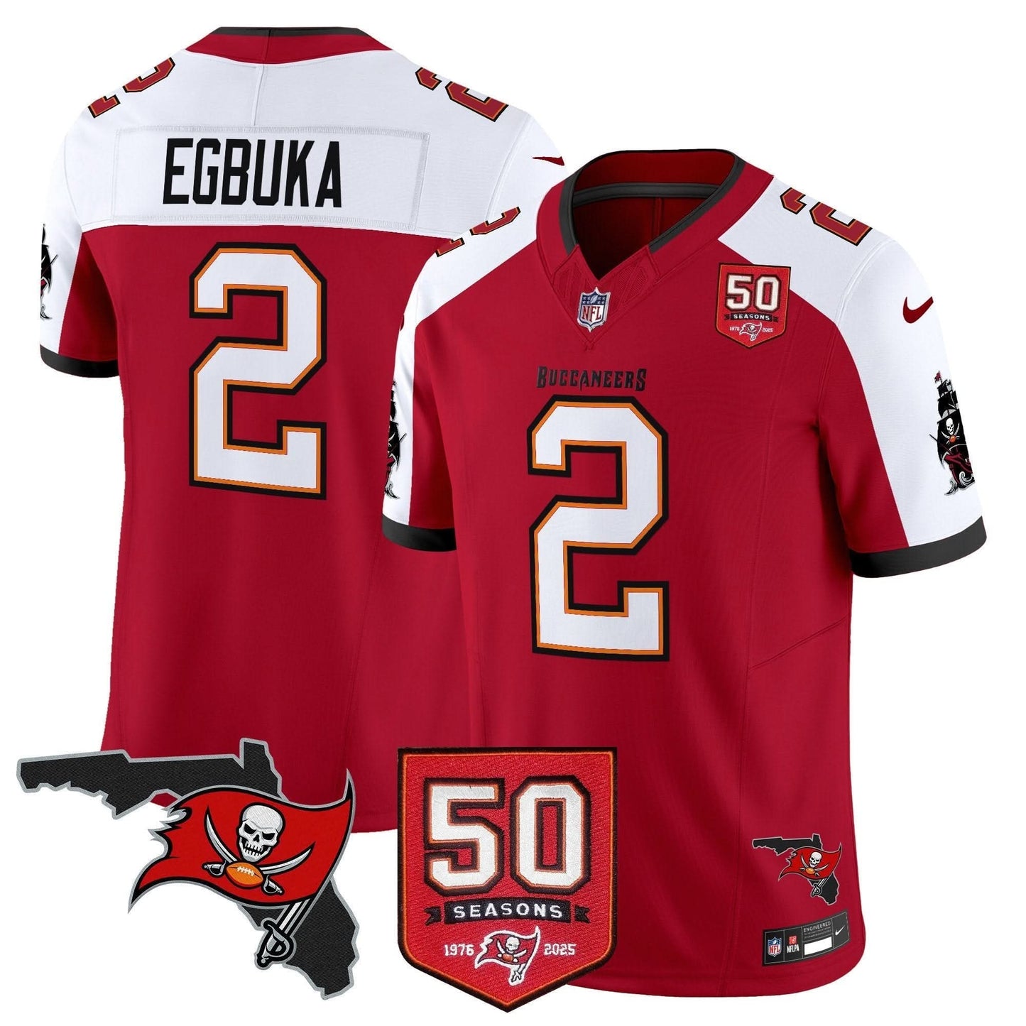 Tampa Bay Buccaneers 50th Season Patch Vapor Limited Jersey - All Stitched