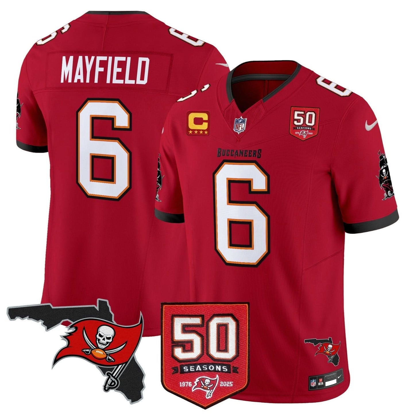 Tampa Bay Buccaneers 50th Season Patch Vapor Limited Jersey - All Stitched
