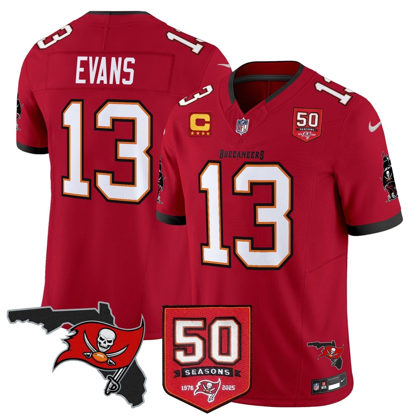 Tampa Bay Buccaneers 50th Season Patch Vapor Limited Jersey - All Stitched