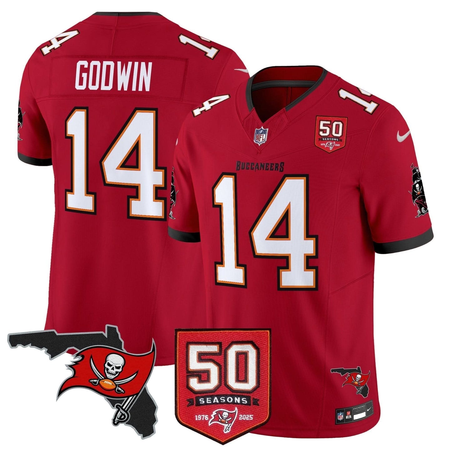 Tampa Bay Buccaneers 50th Season Patch Vapor Limited Jersey - All Stitched