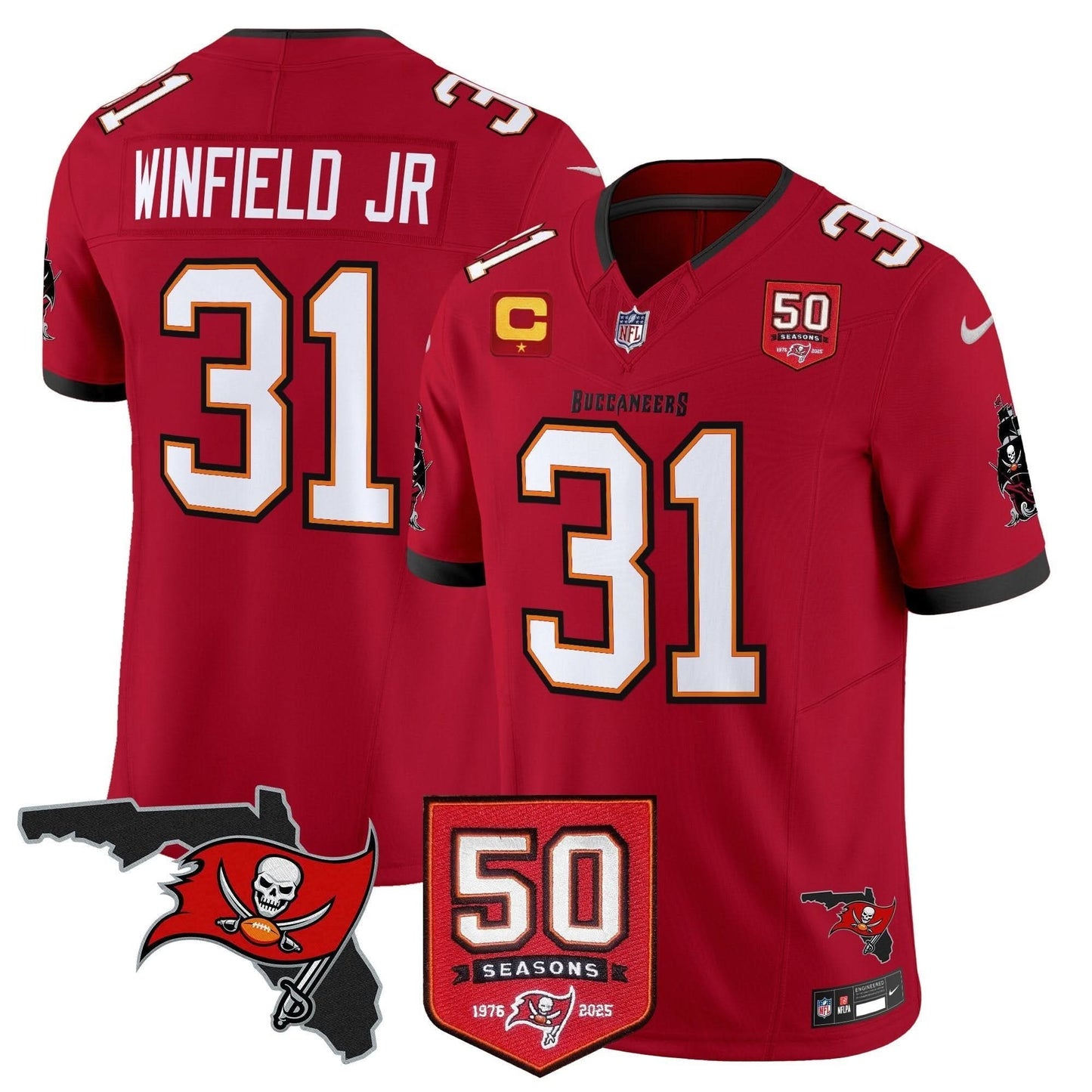 Tampa Bay Buccaneers 50th Season Patch Vapor Limited Jersey - All Stitched