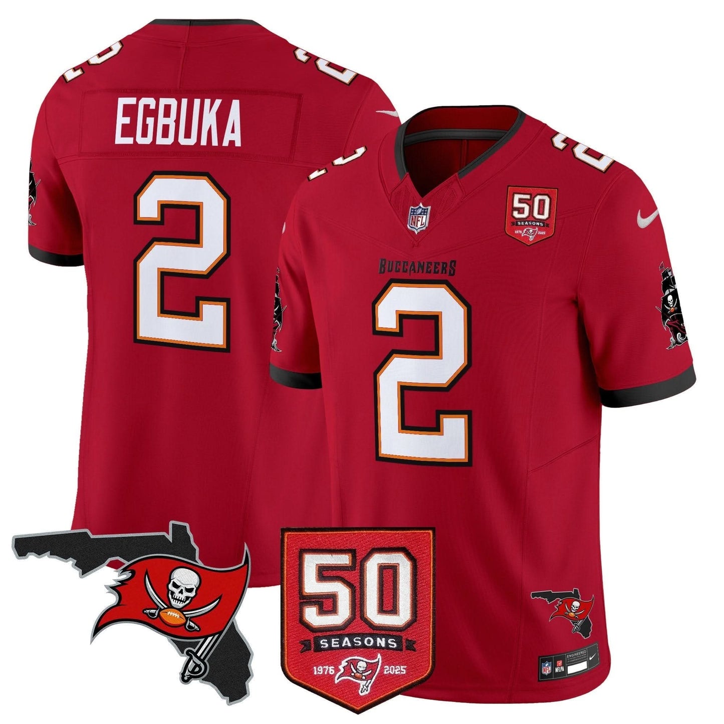 Tampa Bay Buccaneers 50th Season Patch Vapor Limited Jersey - All Stitched