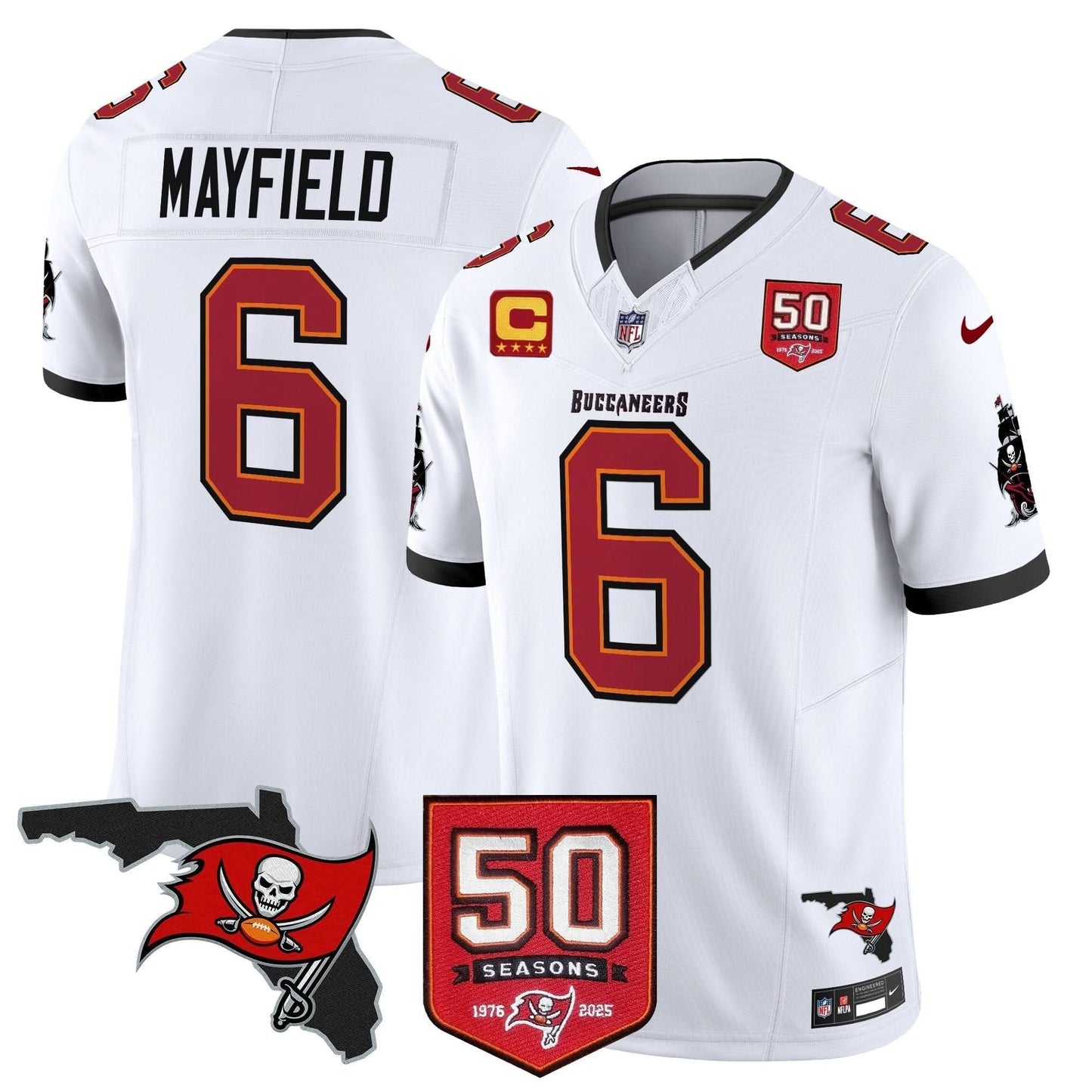 Tampa Bay Buccaneers 50th Season Patch Vapor Limited Jersey - All Stitched