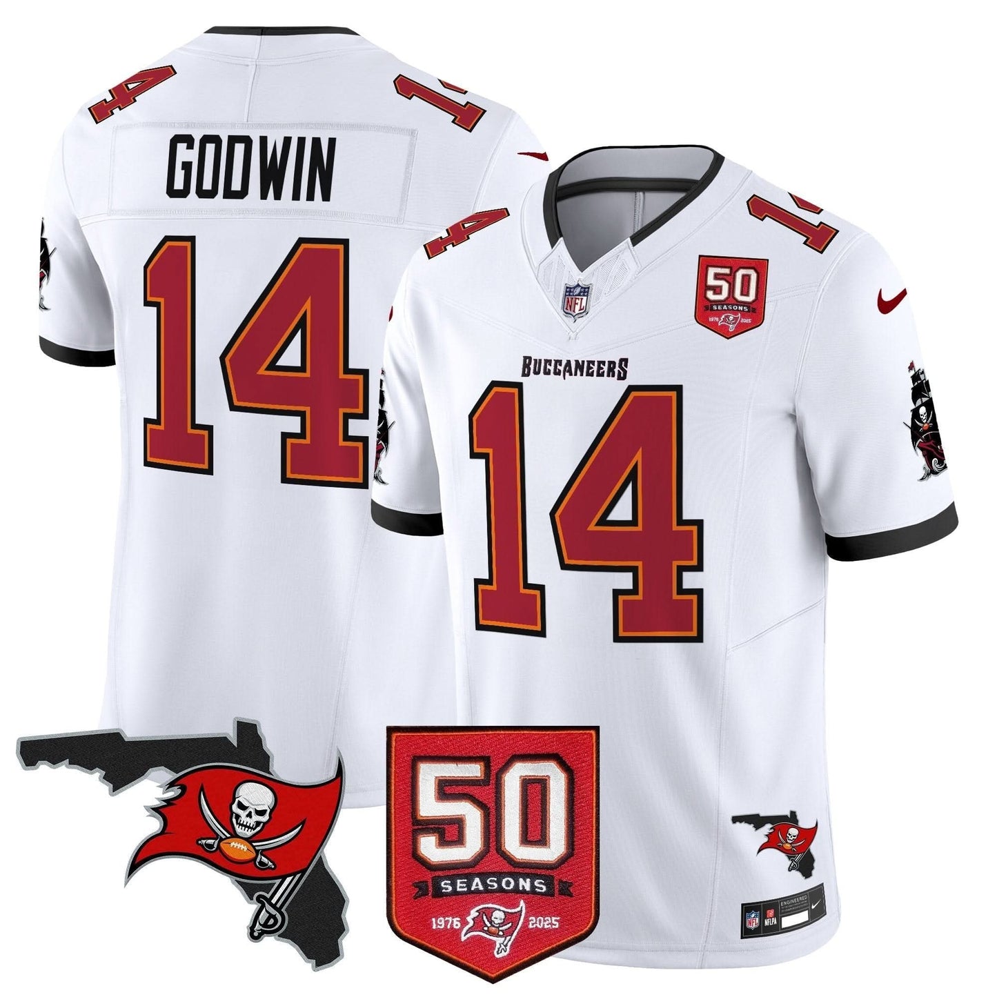 Tampa Bay Buccaneers 50th Season Patch Vapor Limited Jersey - All Stitched