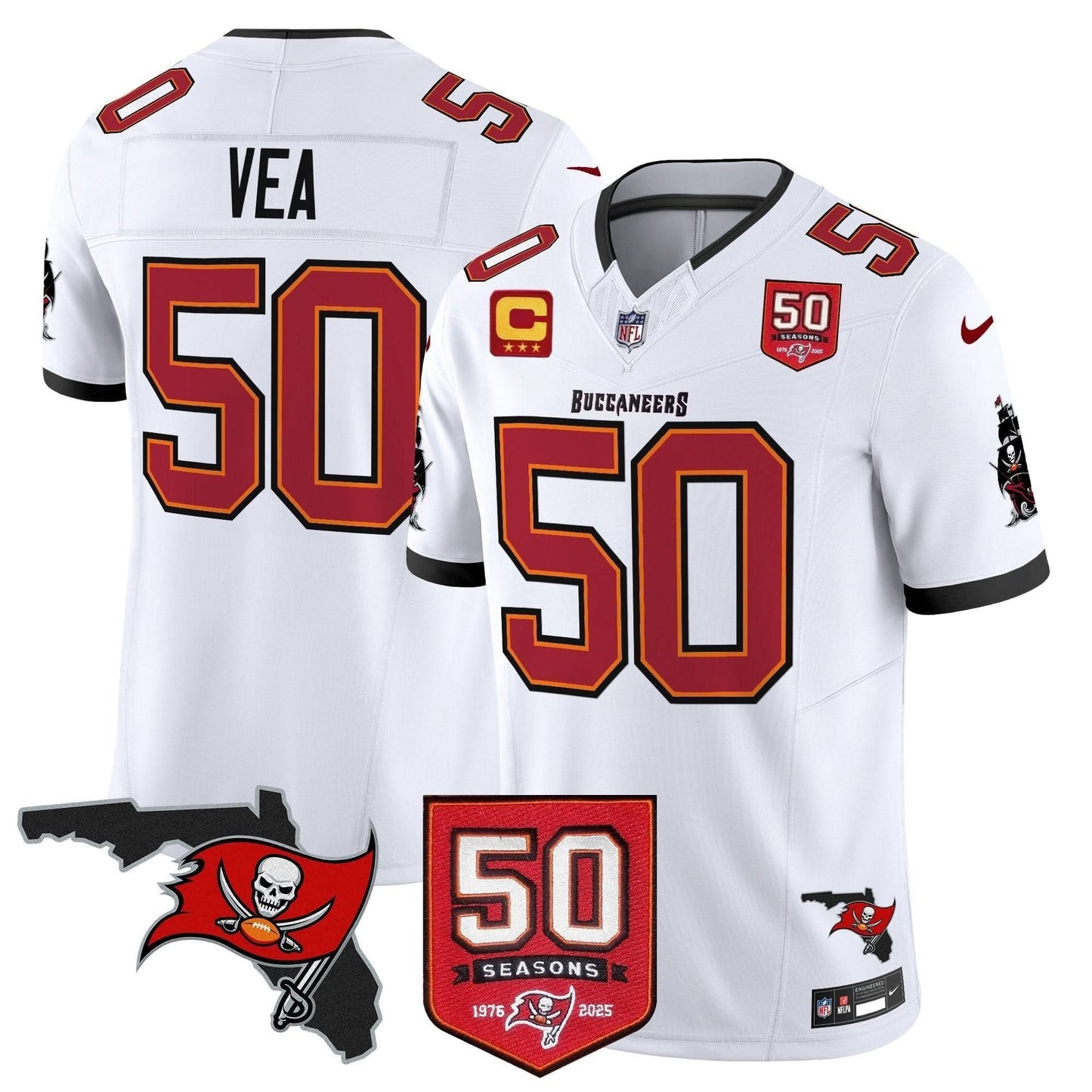 Tampa Bay Buccaneers 50th Season Patch Vapor Limited Jersey - All Stitched