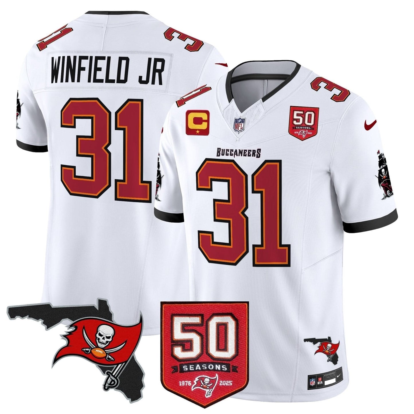 Tampa Bay Buccaneers 50th Season Patch Vapor Limited Jersey - All Stitched