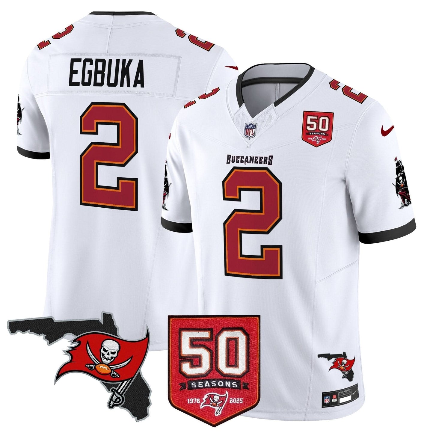 Tampa Bay Buccaneers 50th Season Patch Vapor Limited Jersey - All Stitched