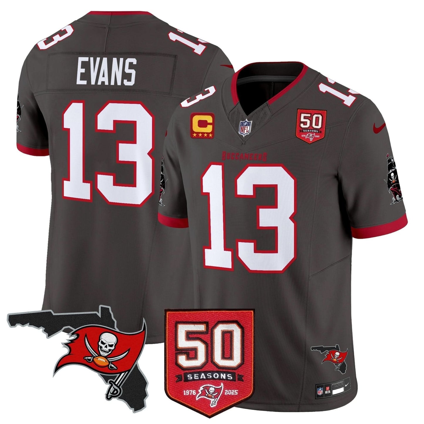 Tampa Bay Buccaneers 50th Season Patch Vapor Limited Jersey - All Stitched