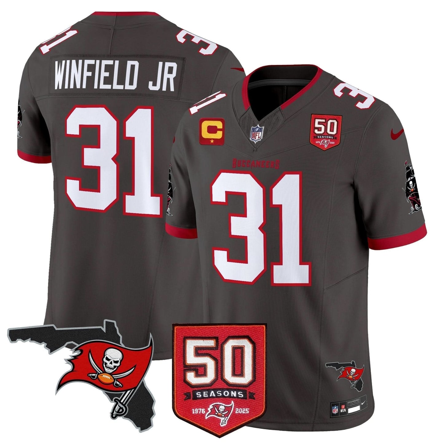 Tampa Bay Buccaneers 50th Season Patch Vapor Limited Jersey - All Stitched