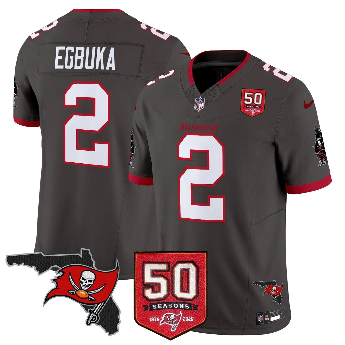 Tampa Bay Buccaneers 50th Season Patch Vapor Limited Jersey - All Stitched